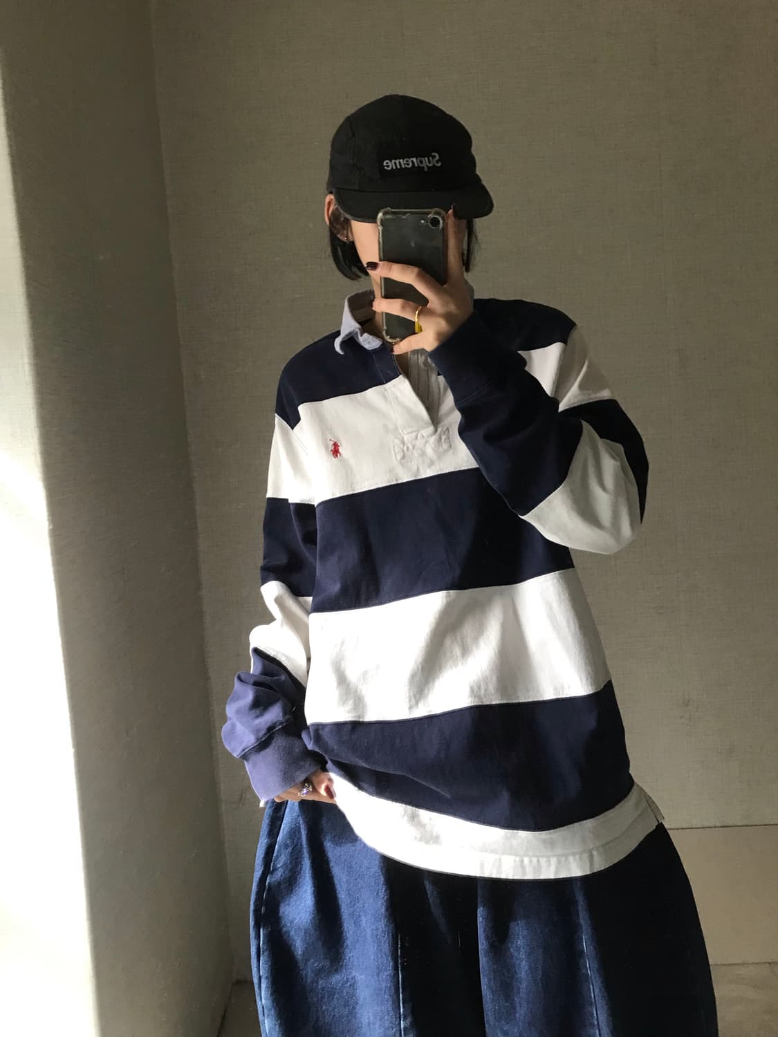 폴로 네이비 스트라이프 럭비티셔츠 상품이미지1