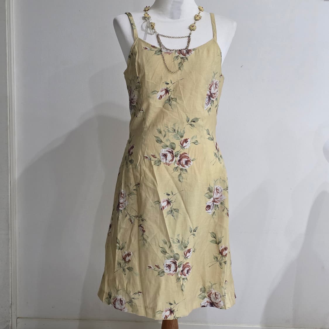 레스트로즈 고전일본빈티지)옐로우 플로럴로즈 스즈코모리걸 민소매뷔스티원피스 상품이미지2
