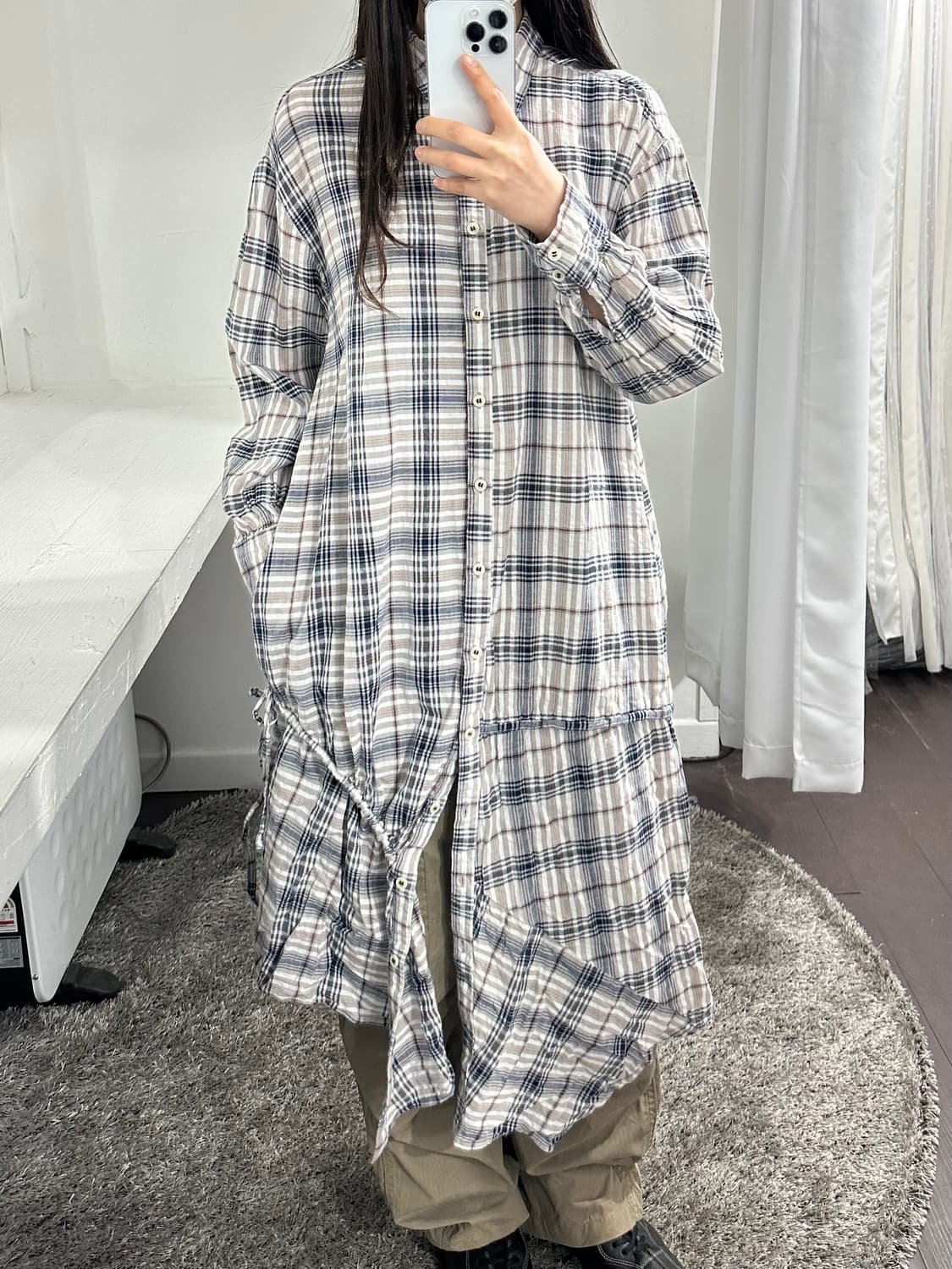 as know as pinky check long shirt 상품이미지2