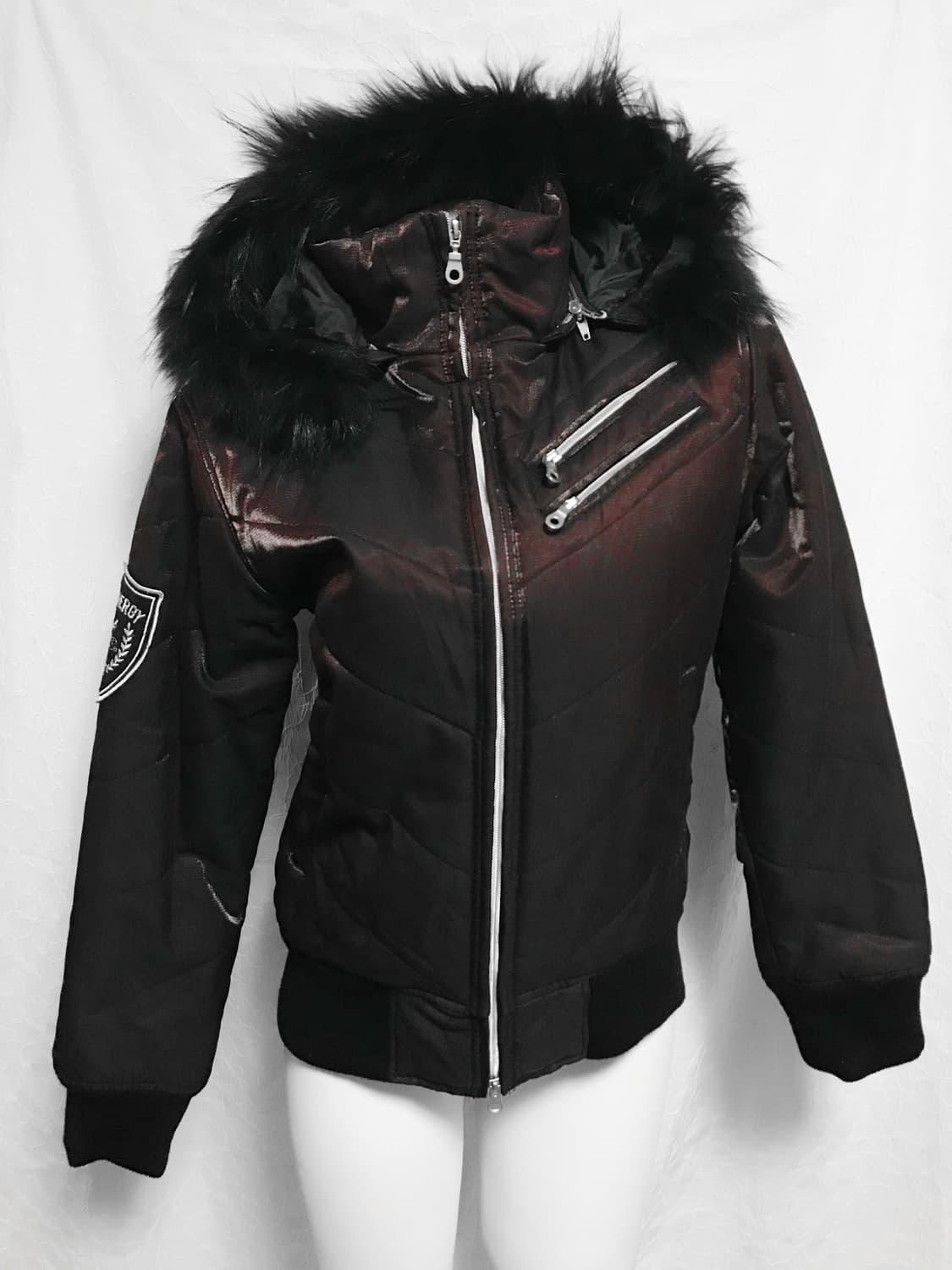 택포•빈티지 vkei 펑크 퍼 후드 투웨이 집업 패딩 상품이미지3