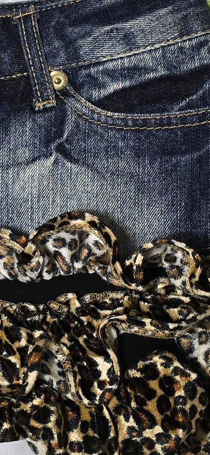 Japaness Vintage 헤더 그레이 데님 호피 스커트 상품이미지5