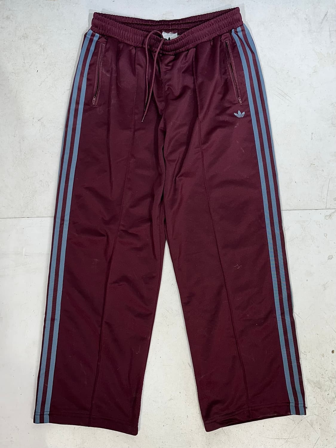 아디다스 대대장 버건디 와이드 블루 삼선 파이어버드 팬츠 추리닝 바지 L 상품이미지4