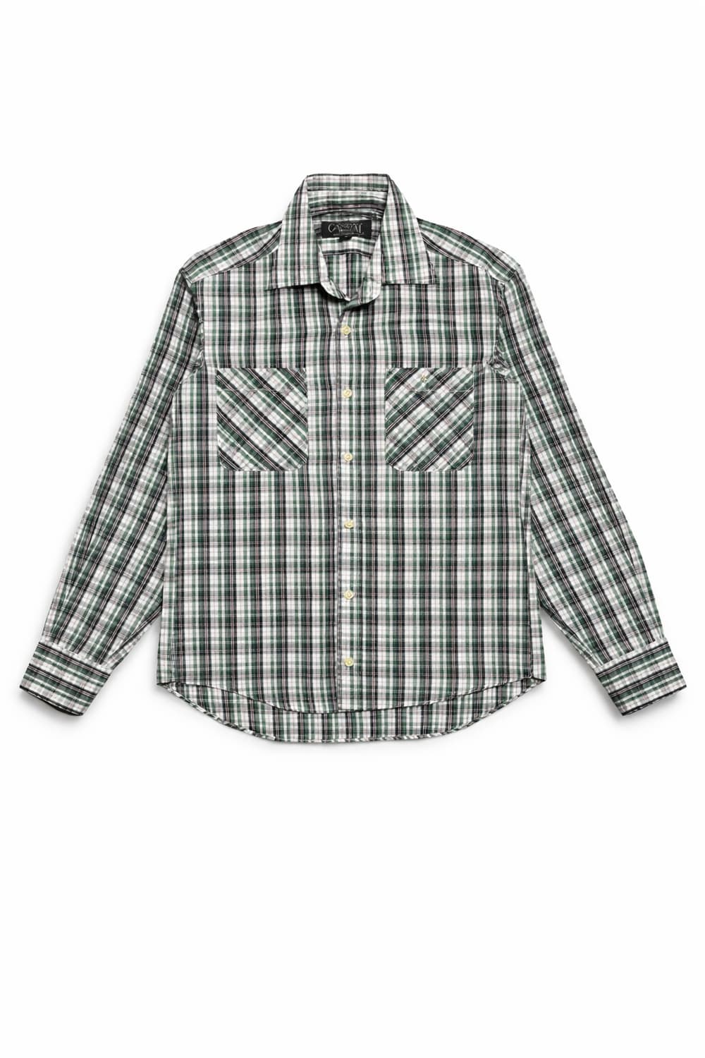 JPN 일본 빈티지 y2k 모리걸 아메카지 그린 체크 셔츠 포켓 남방 M 상품이미지1