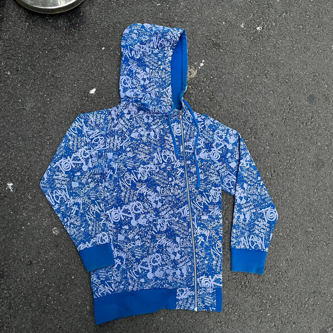 00s 스투시 그래피티 월드투어 올드스쿨 바시티 후드집업 져지 XL 상품이미지2