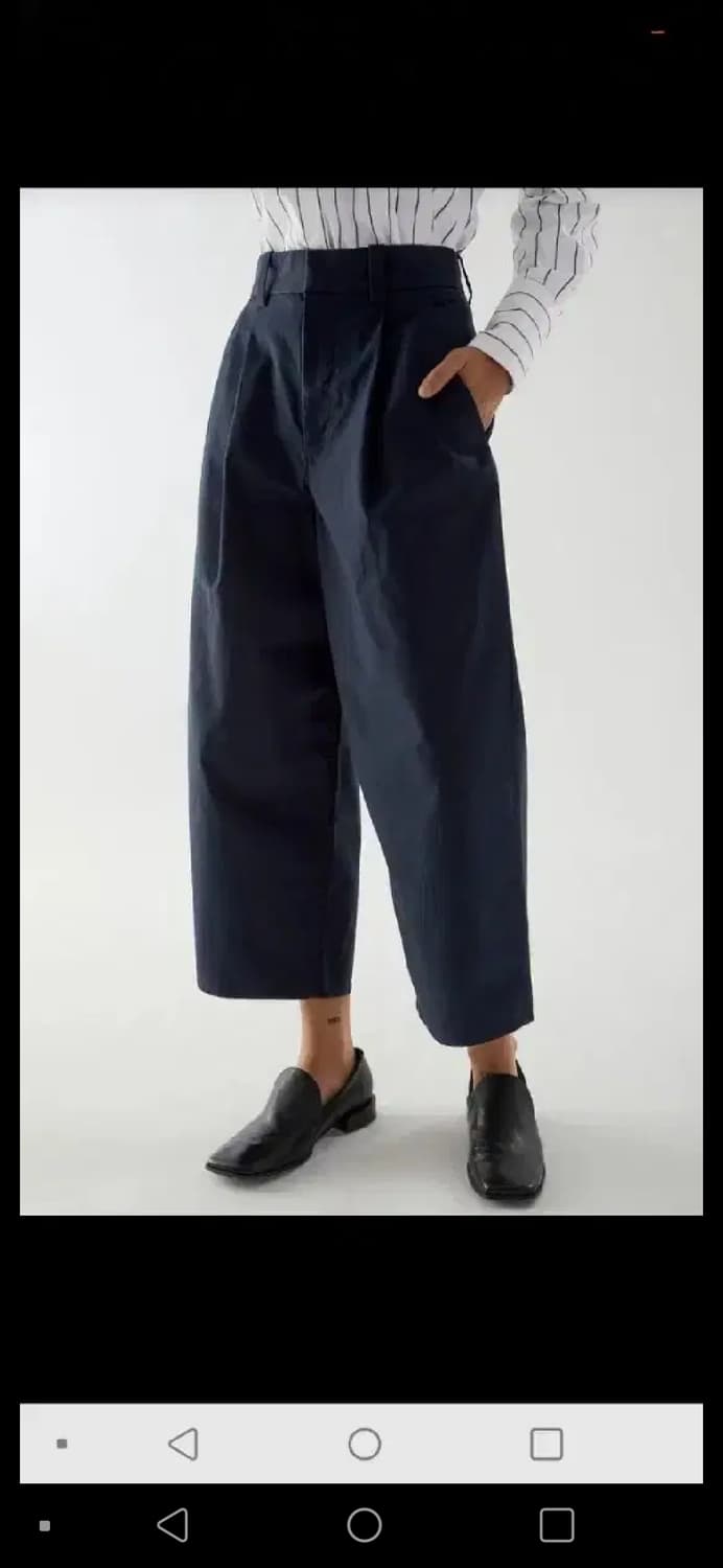 새상품 코스 COS 하이웨스트 코튼 트라우져 36 네이비코튼팬츠 상품이미지2