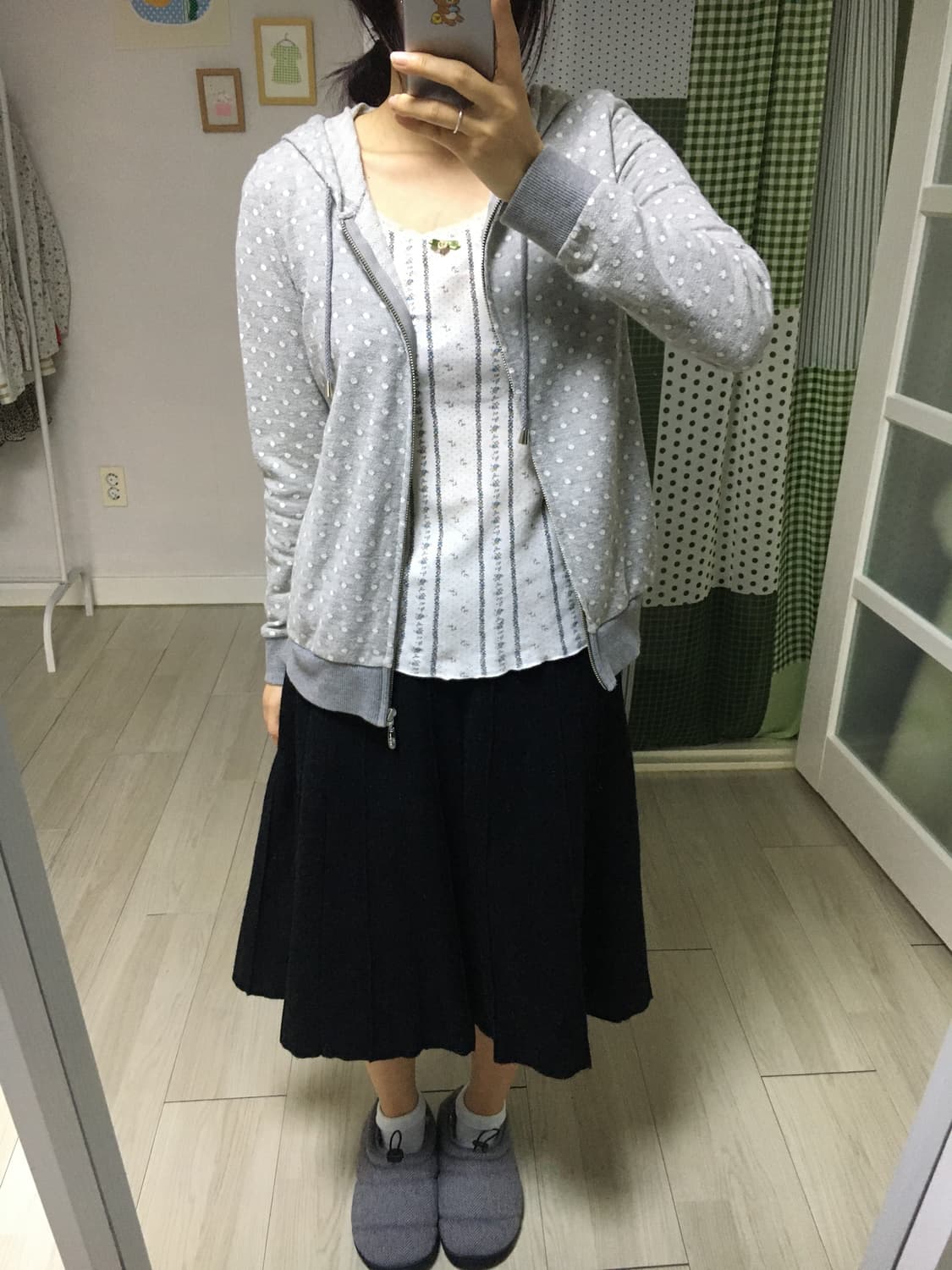 그레이 도트 후드집업 상품이미지9