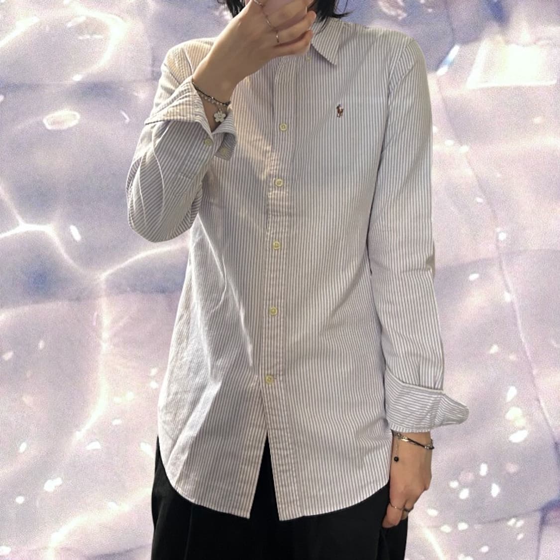 폴로 랄프로렌 신형 스트라이프 셔츠 연보라 S  상품이미지2