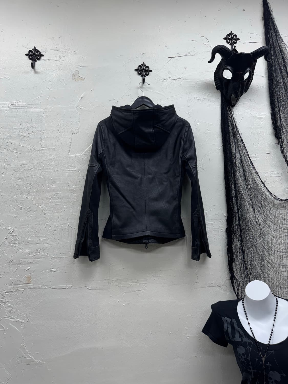 No id 00s archive ninja hood leather jac 상품이미지6