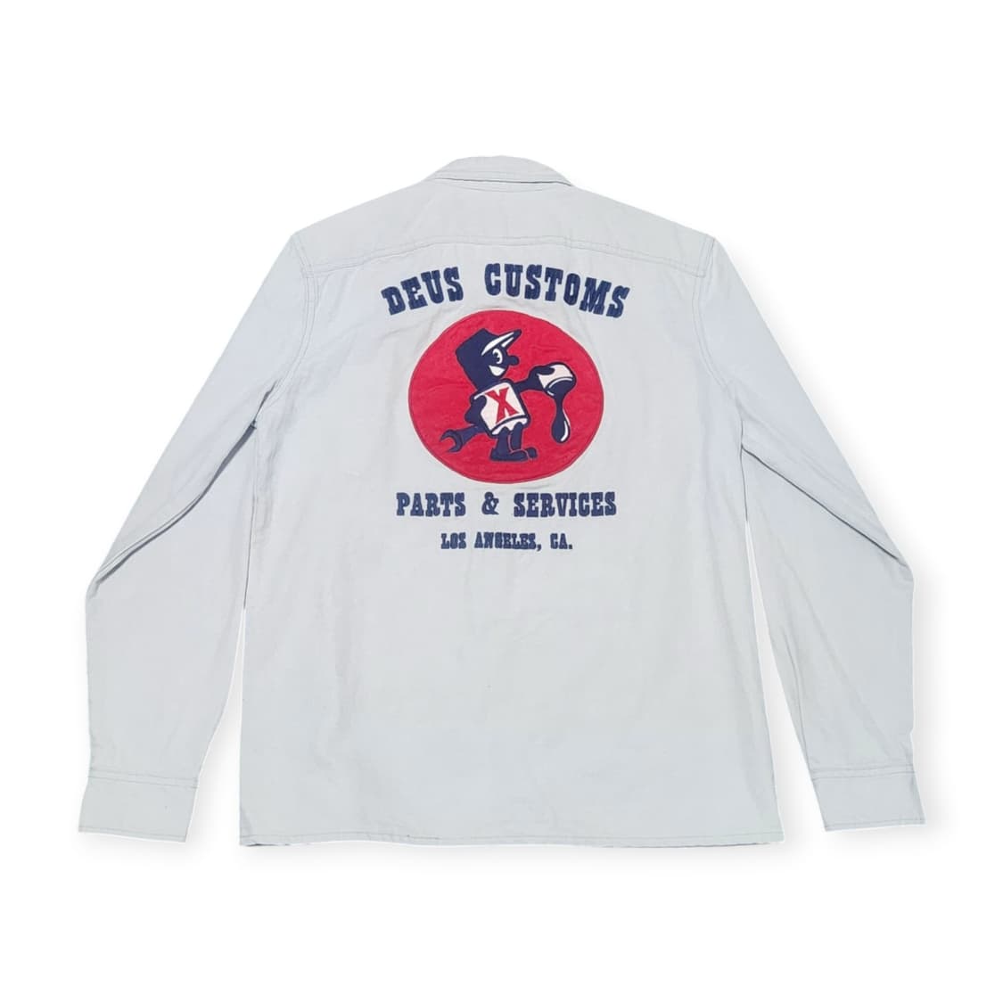 S)데우스 워크 셔츠 라이트그레이 자수패치 백프린팅 스트릿 상품이미지2