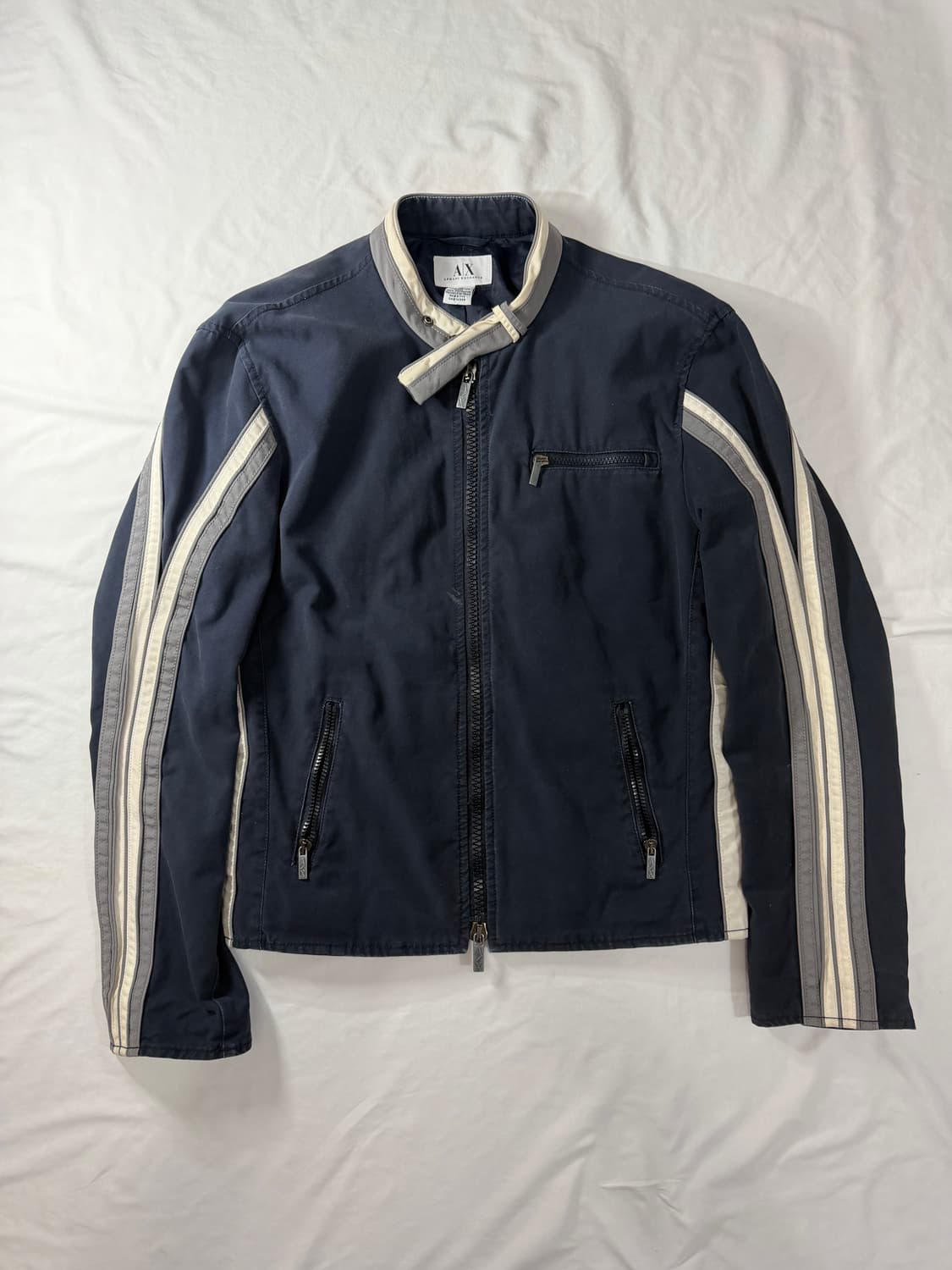 00s 아르마니 익스체인지 싱글 바이커 자켓 네이비  상품이미지1