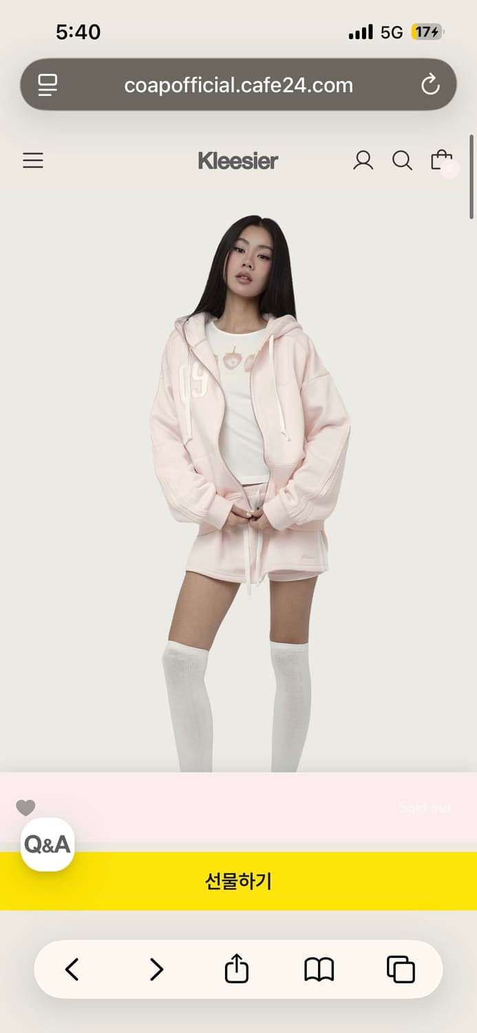 클리시어  09 Numbering hooded zip-up, Pink 상품이미지1