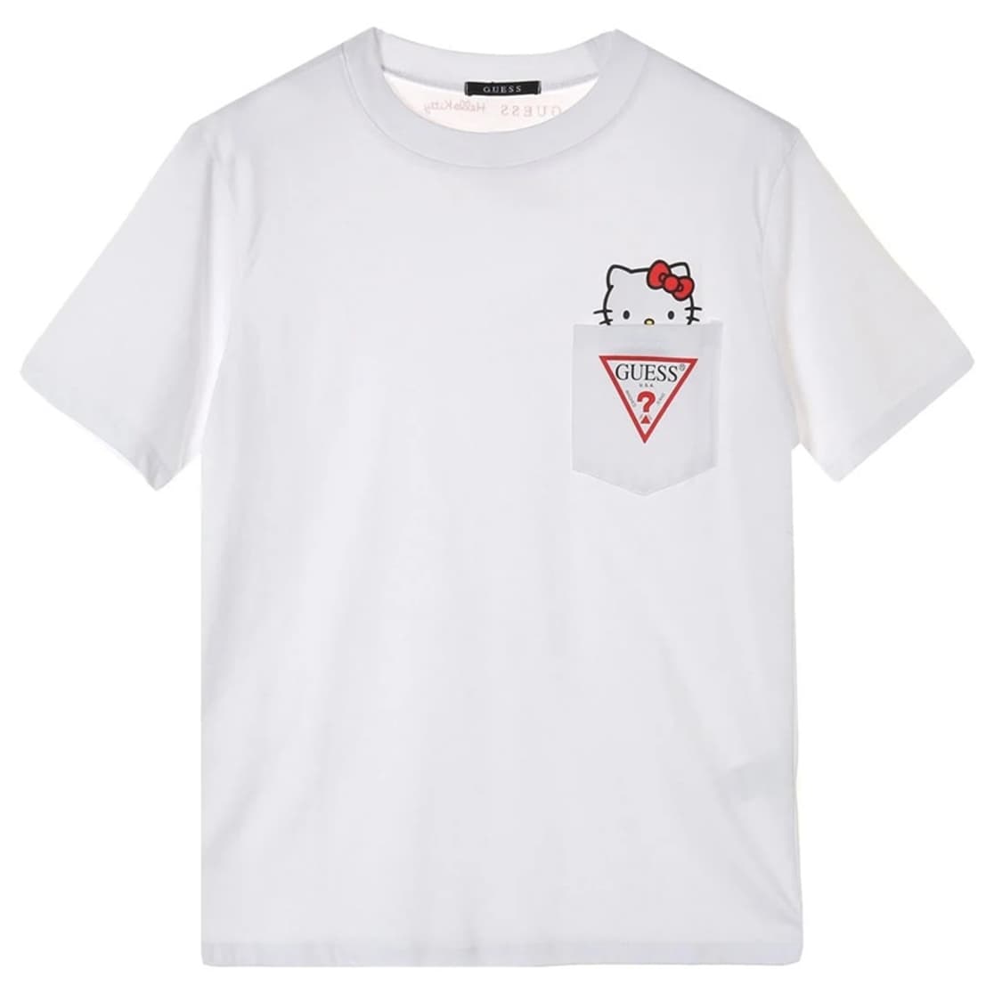GUESS(게스)X헬로키티 콜라보 트라이앵글로고 포켓 반팔티셔츠 L 상품이미지4