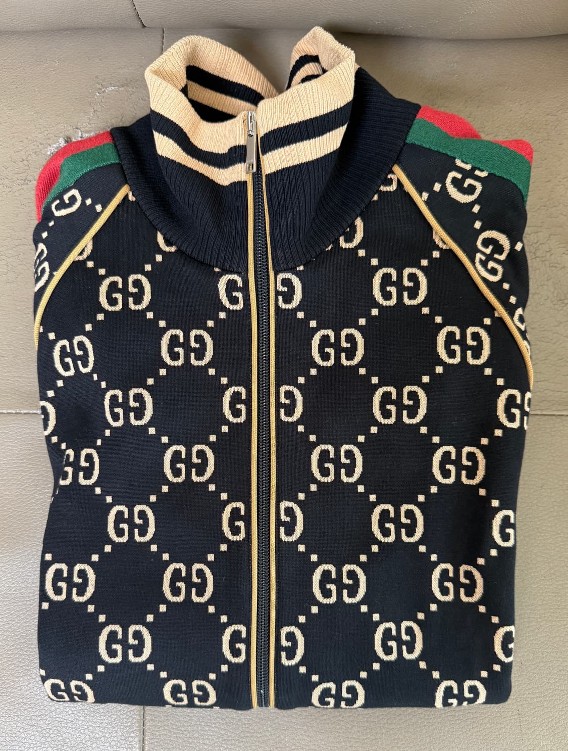 [XL] 구찌 GG 저지 코튼 자켓 블랙 카멜 상품이미지5