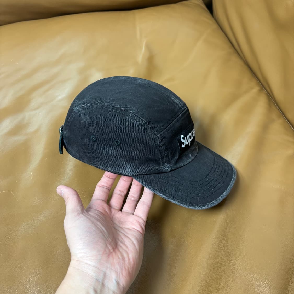 슈프림 캠프캡 모자 박스로고 워시드 블랙 상품이미지3