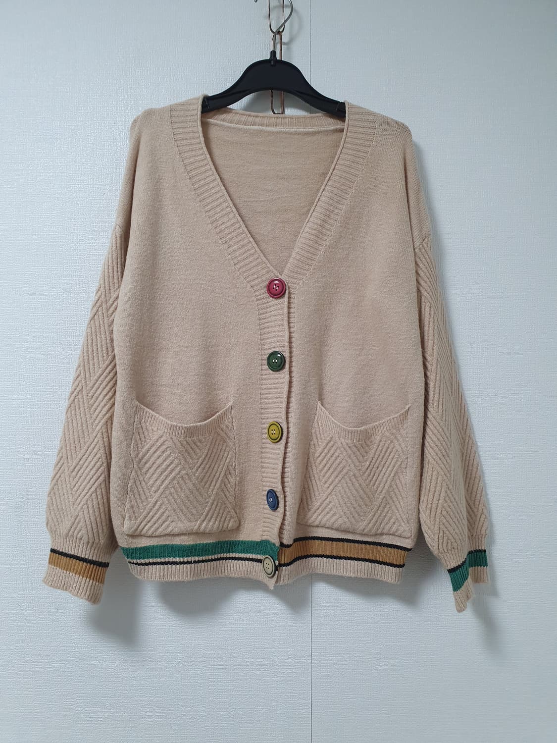 컬러배색니트가디건 상품이미지1