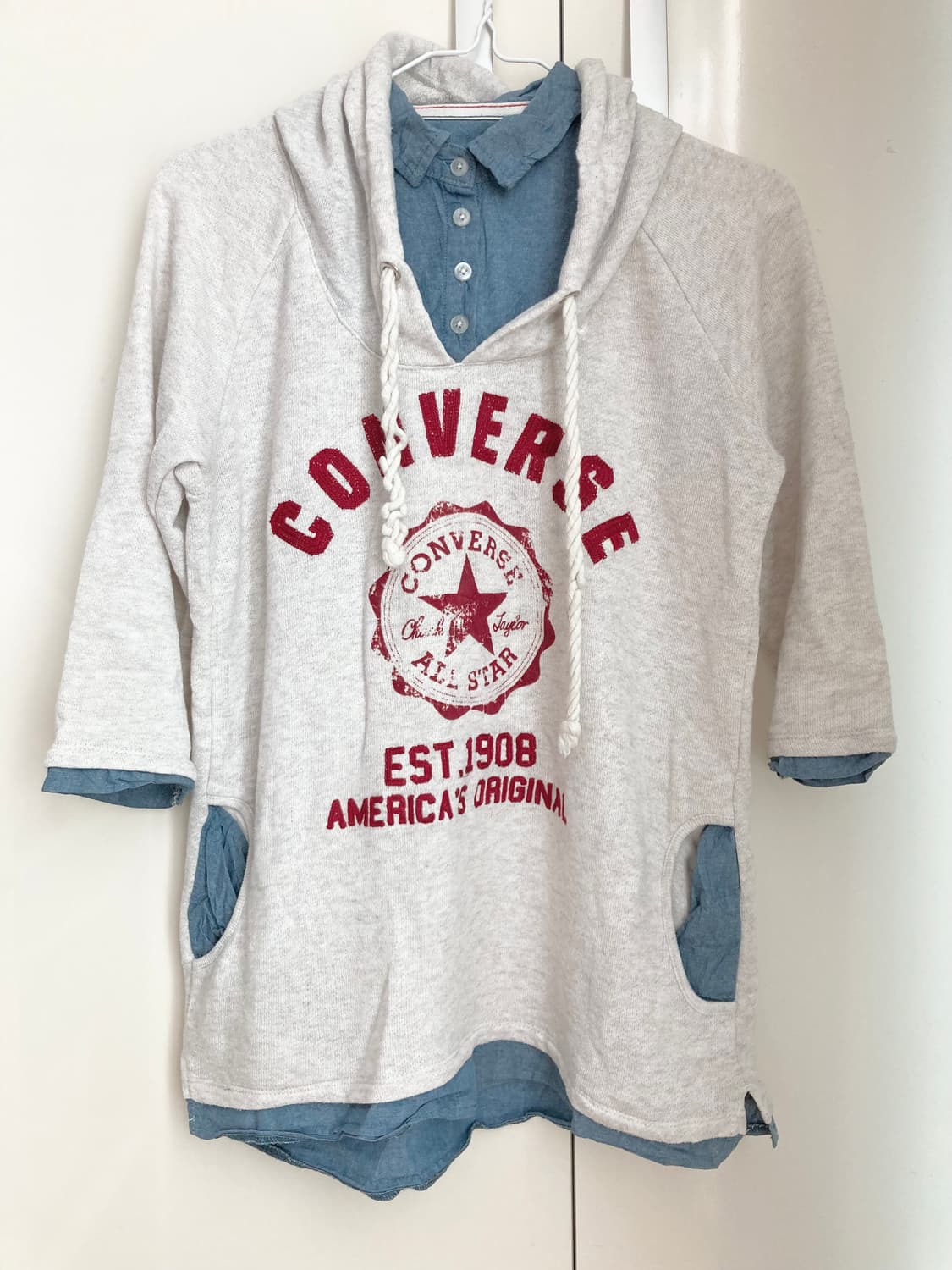 컨버스 레이어드 셔츠 후드 상품이미지1