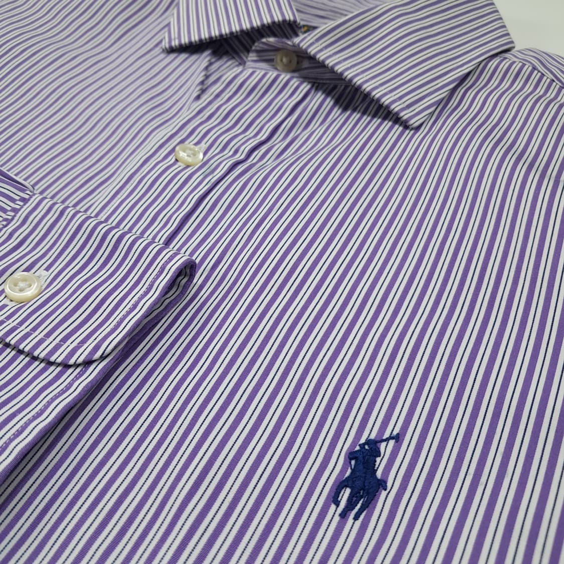 CL575 XL 폴로 코튼 벵갈스트라이프 퍼플 셔츠 남방 상품이미지4