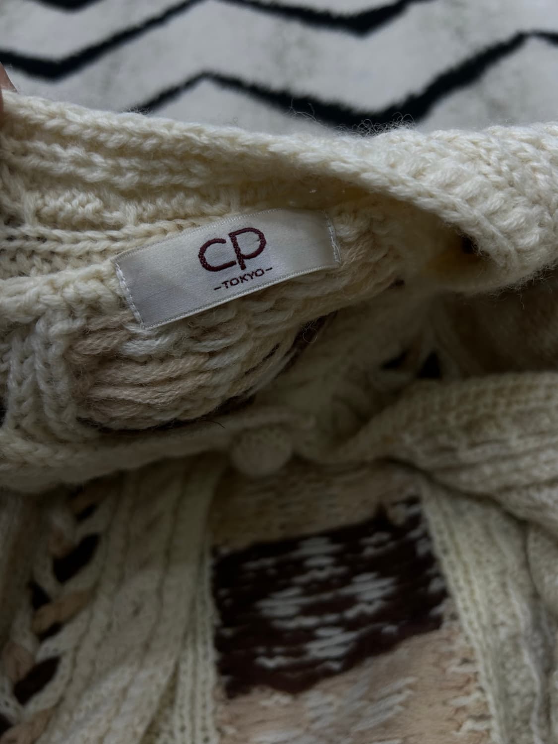 [M]CP tokyo 헤비울 케이블 자수 니트 가디건/아이보리 상품이미지4