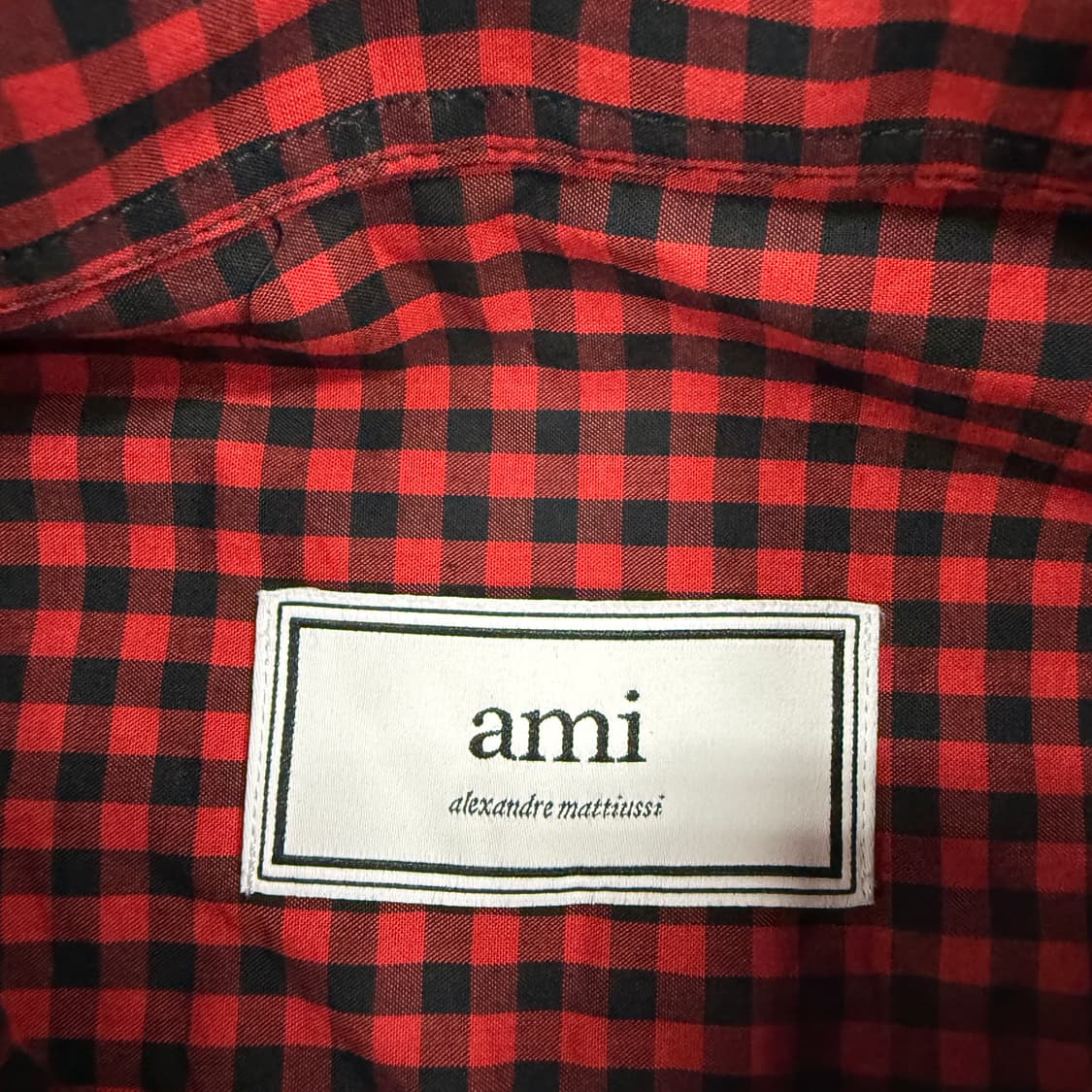 (3)아미AMI 하트로고 깅엄체크 반팔 셔츠 상품이미지2