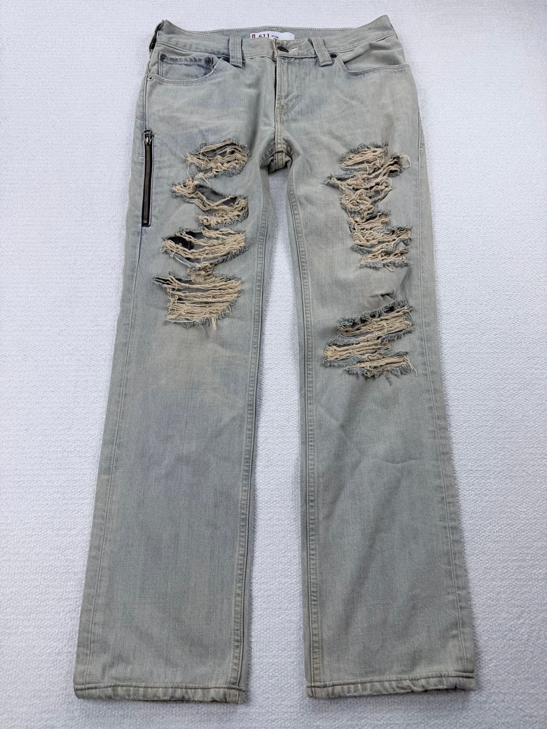 리바이스 511 블리치드 워싱 디스트로이드 슬림 데님 팬츠 상품이미지1