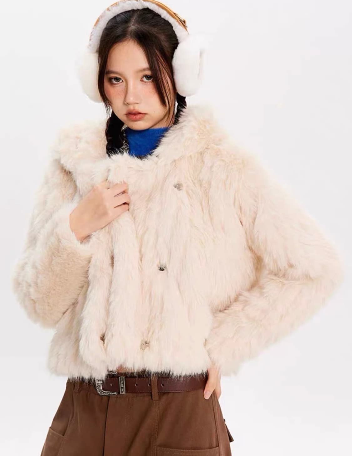 The ranr 더 랜르 아이보리 크롭 숏 퍼자켓 오네갸루 상품이미지1