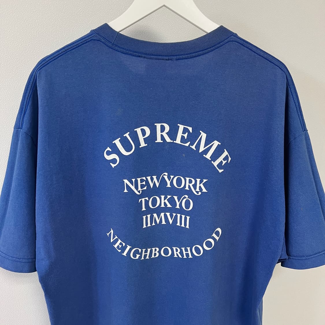 슈프림 07AW 네이버후드 NS로고 티셔츠 블루 상품이미지4
