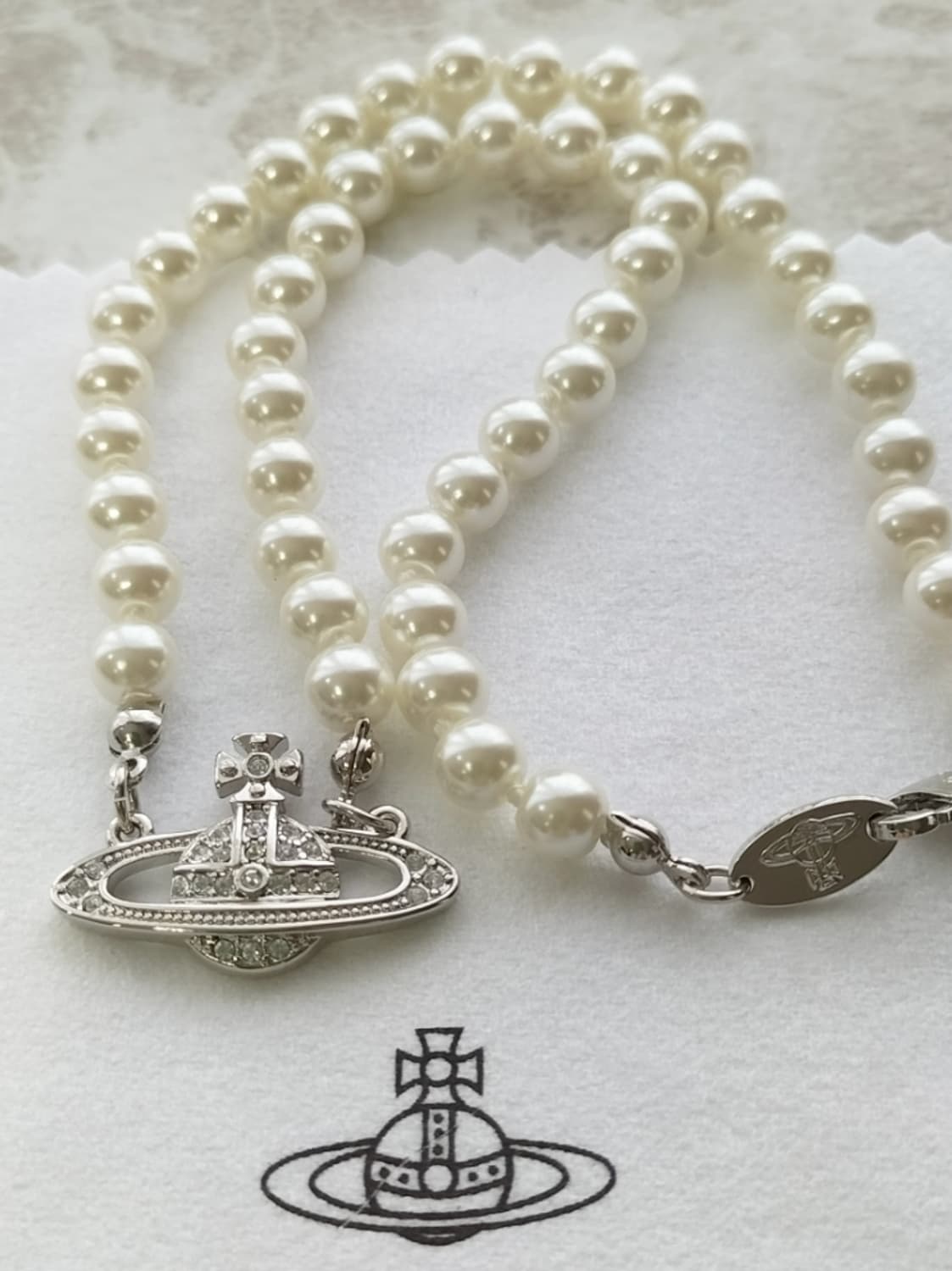 비비안웨스트우드 아카이브 바스릴리프 orb 진주 펄 초커 목걸이 상품이미지3