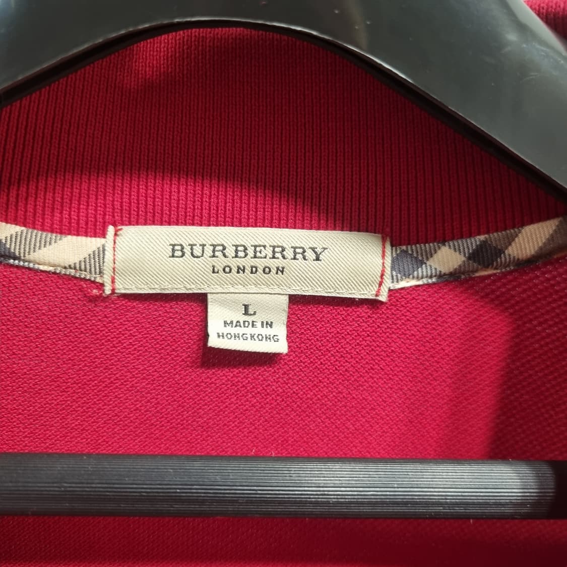 버버리 레드 반팔 카라 티셔츠 상품이미지4