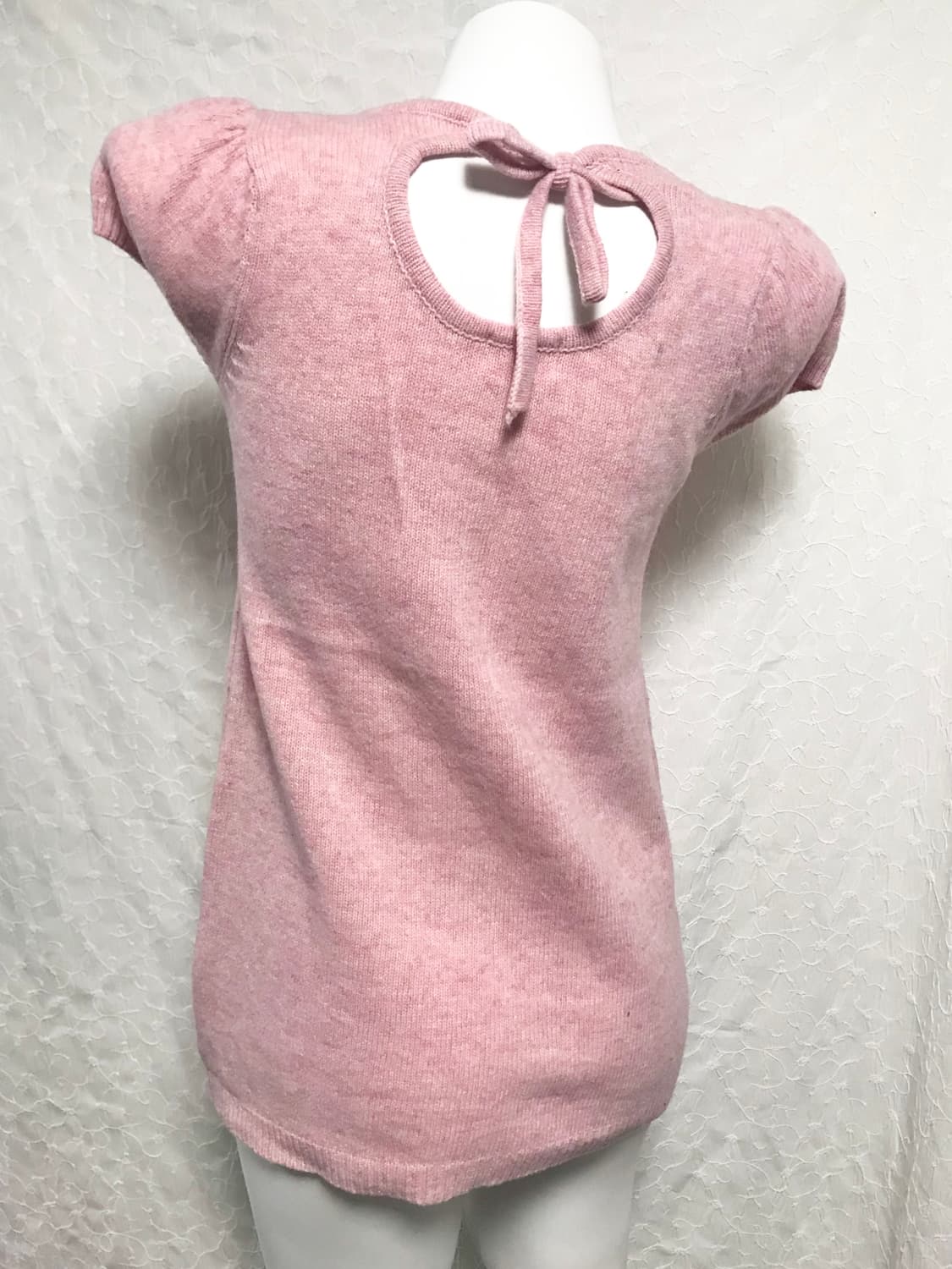 빈티지 러블리 너드 리본 스팽글 반소매 니트 탑 상품이미지2