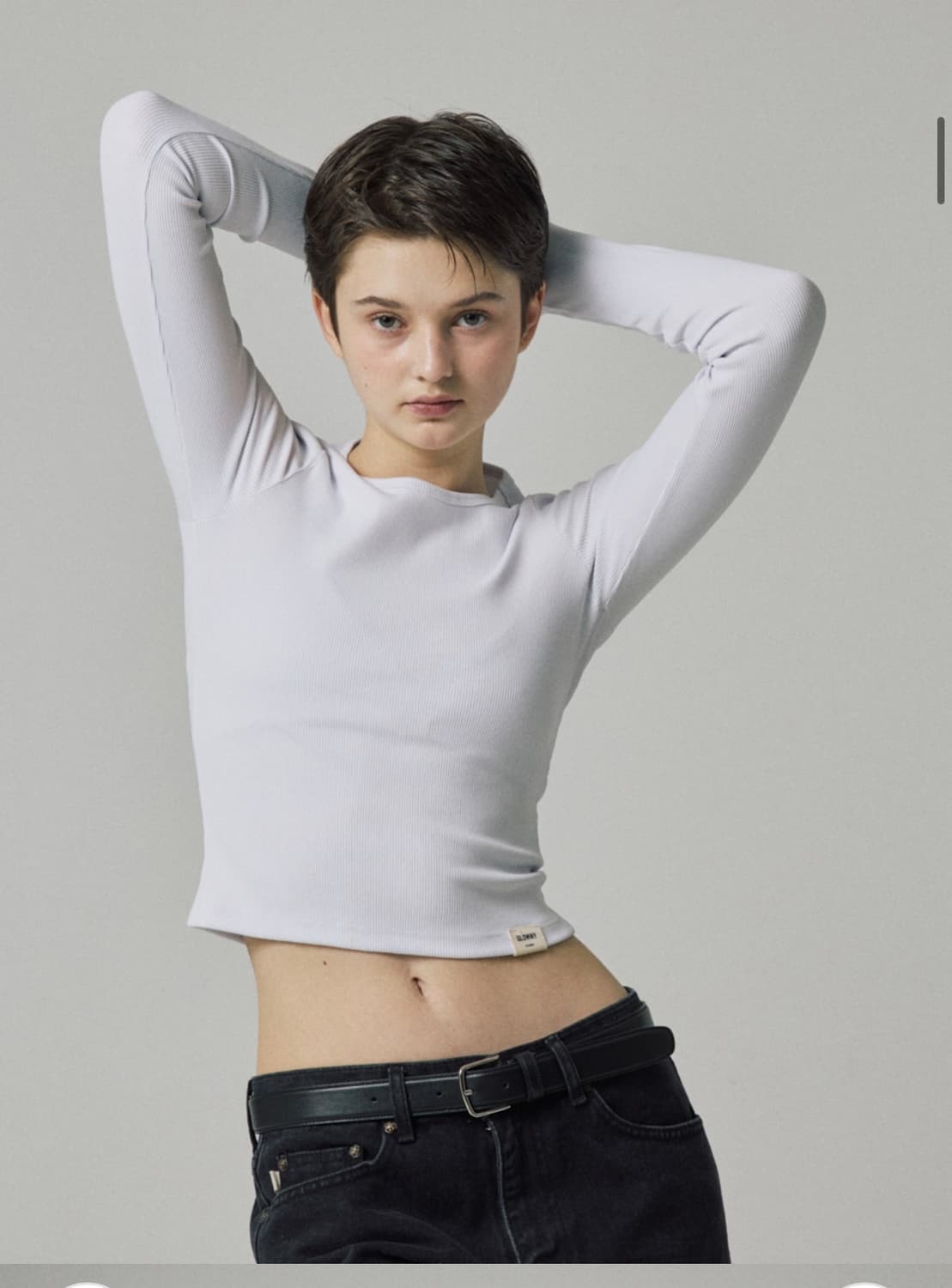 글로니 G클래식  립 크루넥 화이트 M 상품이미지1