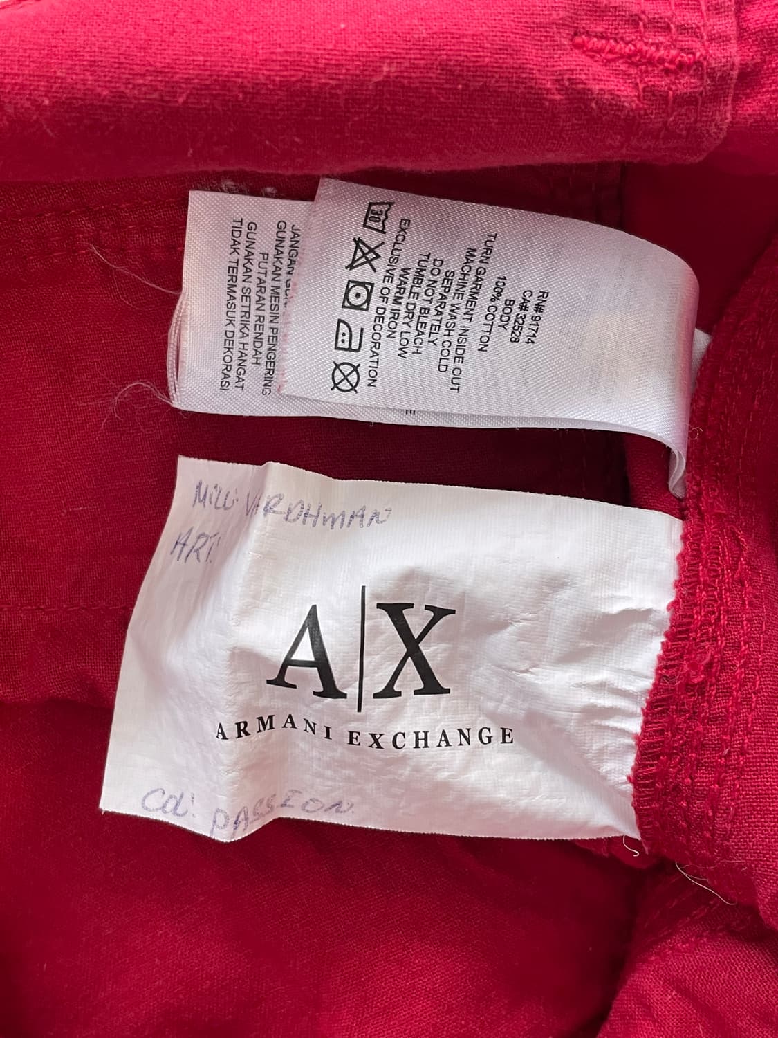 아르마니 익스체인지  레드 카고 반바지 상품이미지3
