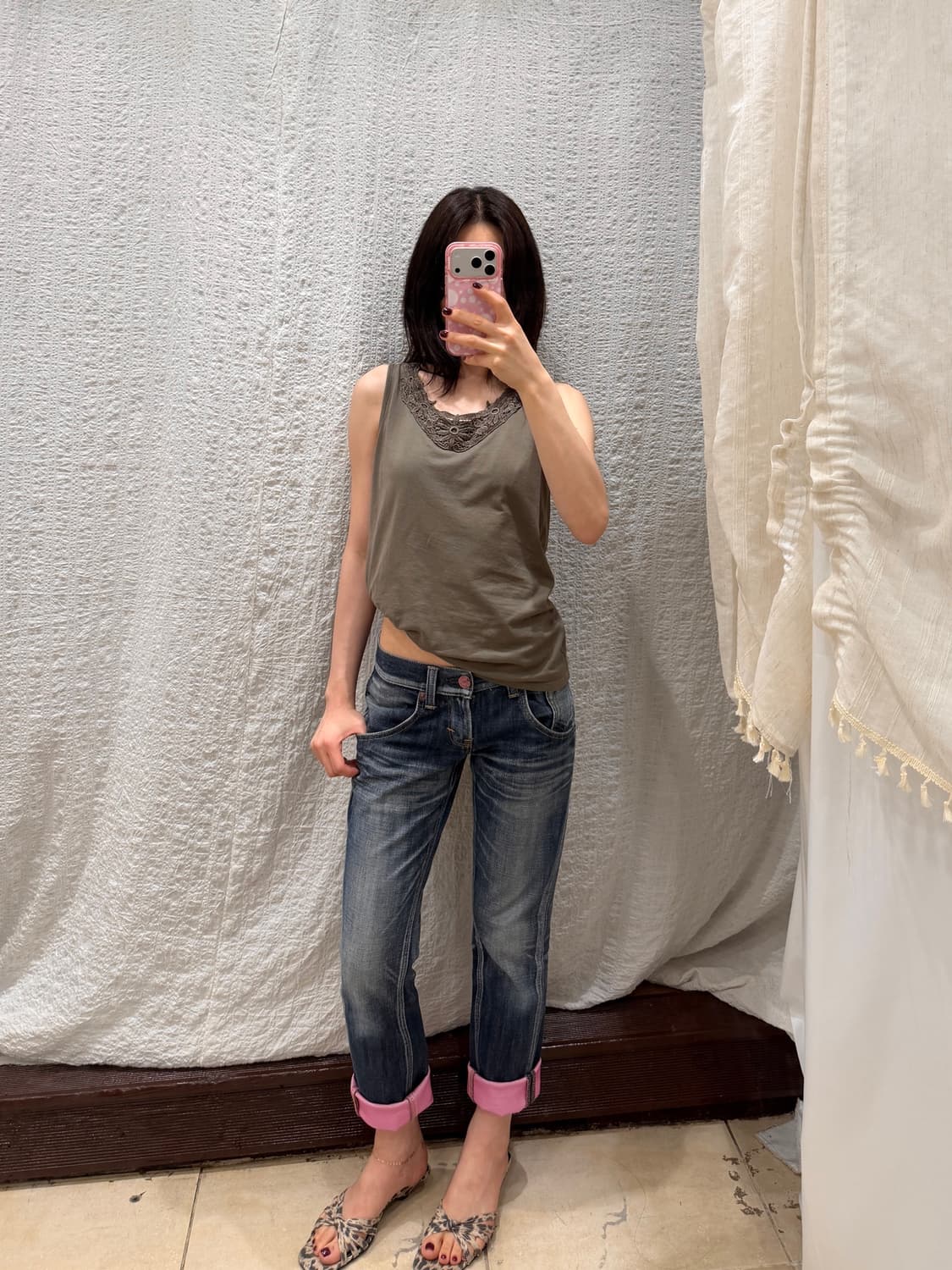 Khaki lace sleeveless 상품이미지4