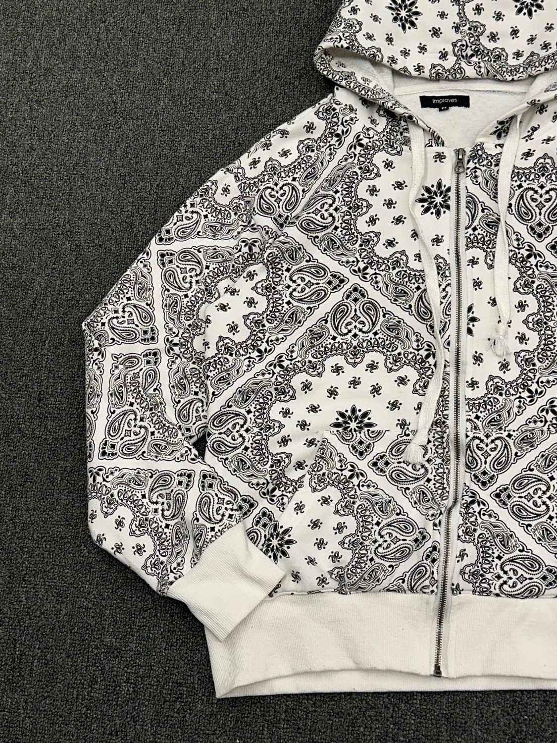 M)Improves vintage 화이트 페이즐리 패턴 후드집업 상품이미지2