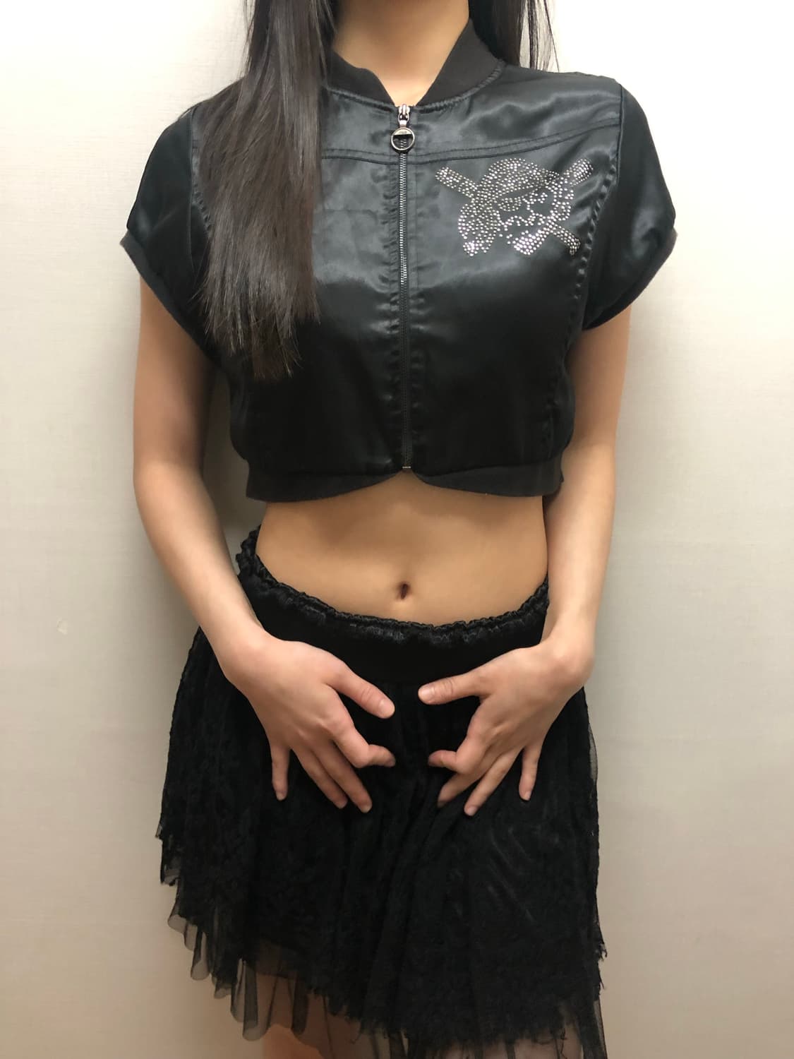 빈티지 mlb 블랙 스컬 크롭 점퍼 상품이미지2