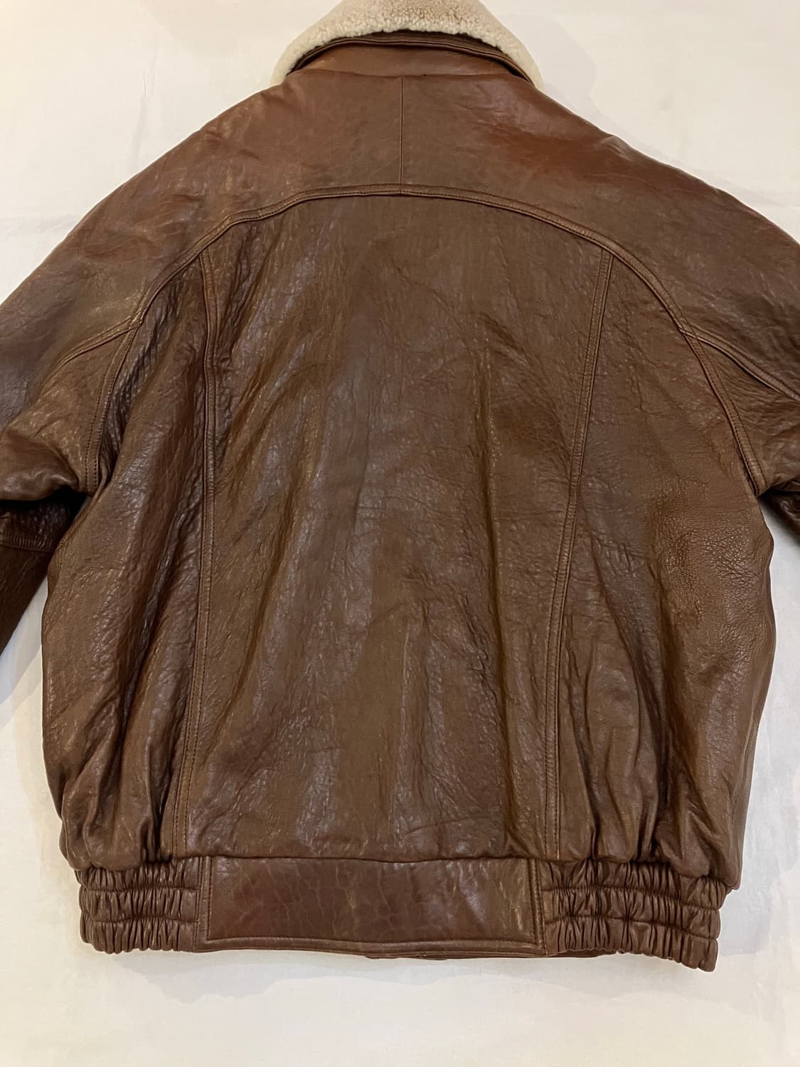 90s 바쏘 램스킨 양털 무스탕 가죽자켓 브라운 상품이미지4