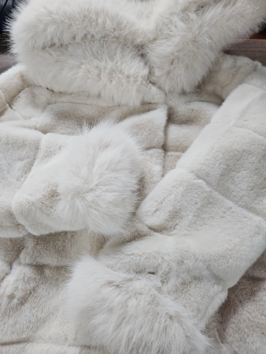 페이크 밍크퍼 후드 코트 L 상품이미지4