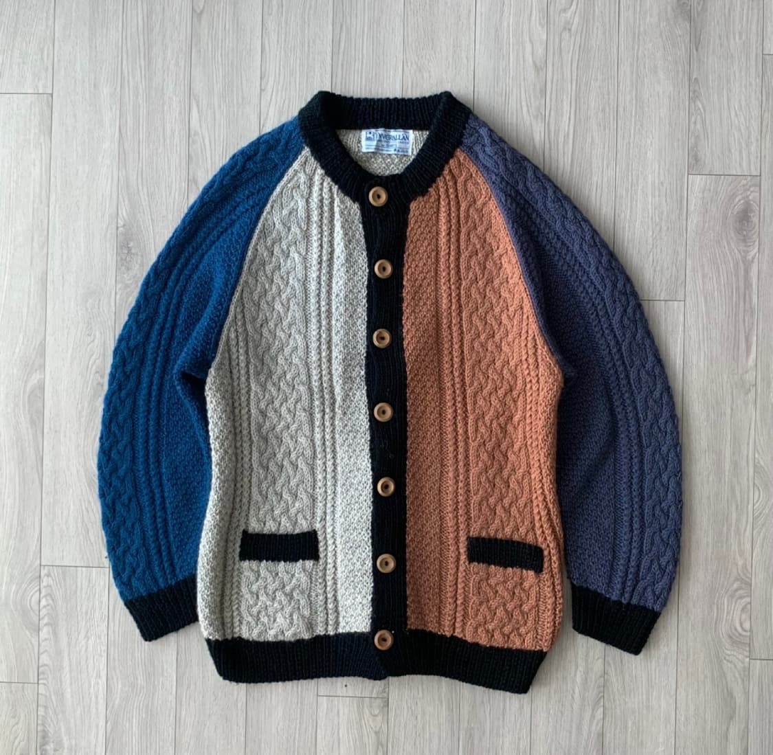 인버알란 크레이지 패턴 가디건 스코틀랜드 울 상품이미지1