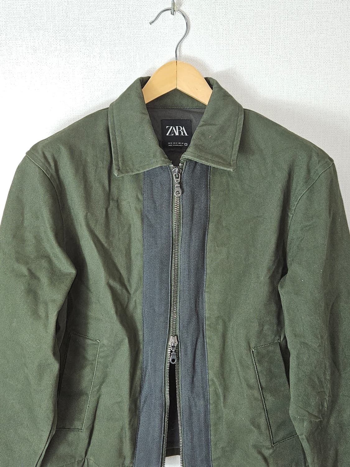 자라 ZARA 투웨이 워크자켓 초어 코튼 올리브그린 유럽판 상품이미지2