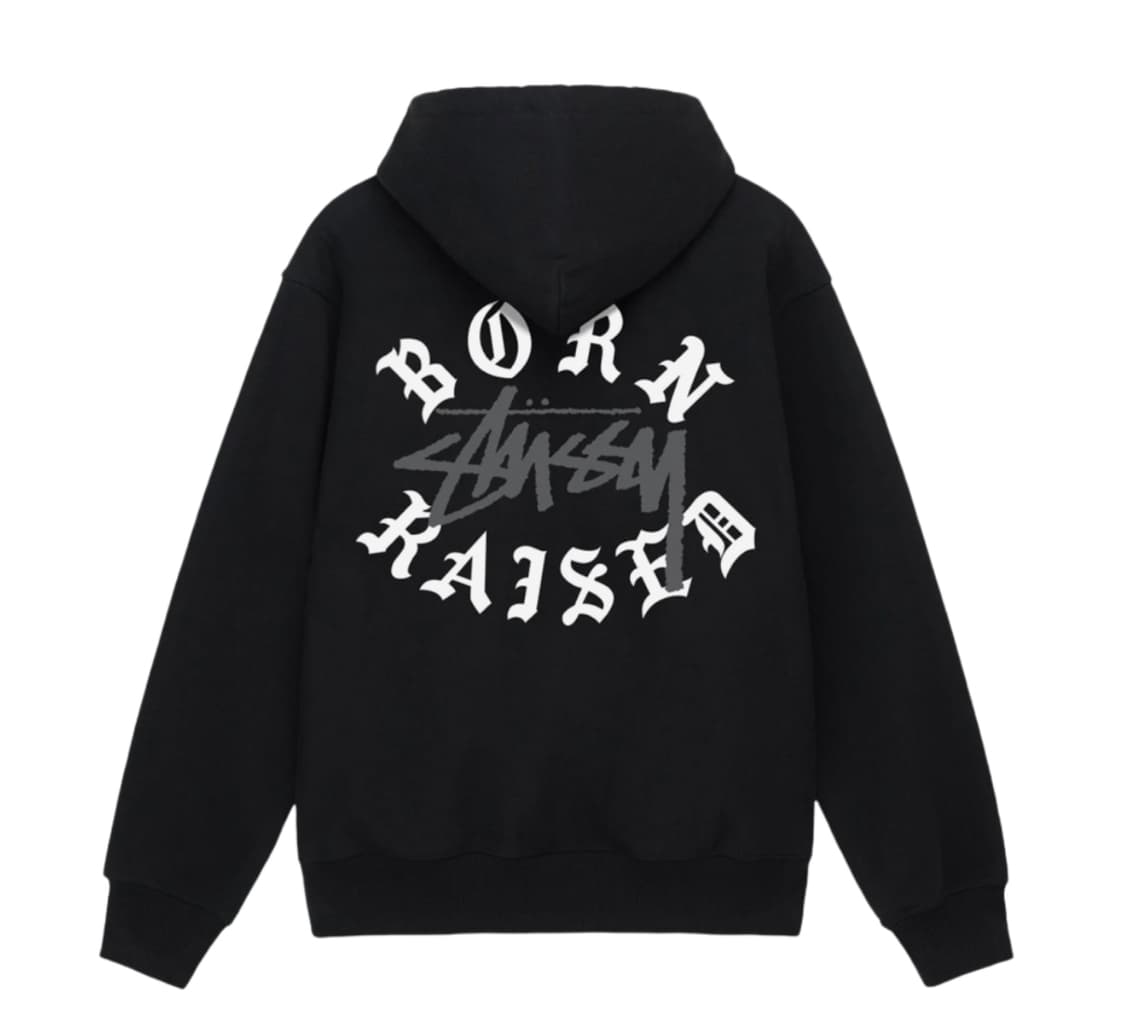 스투시 x 본앤레이즈드 로고 후드 집업 블랙 상품이미지1