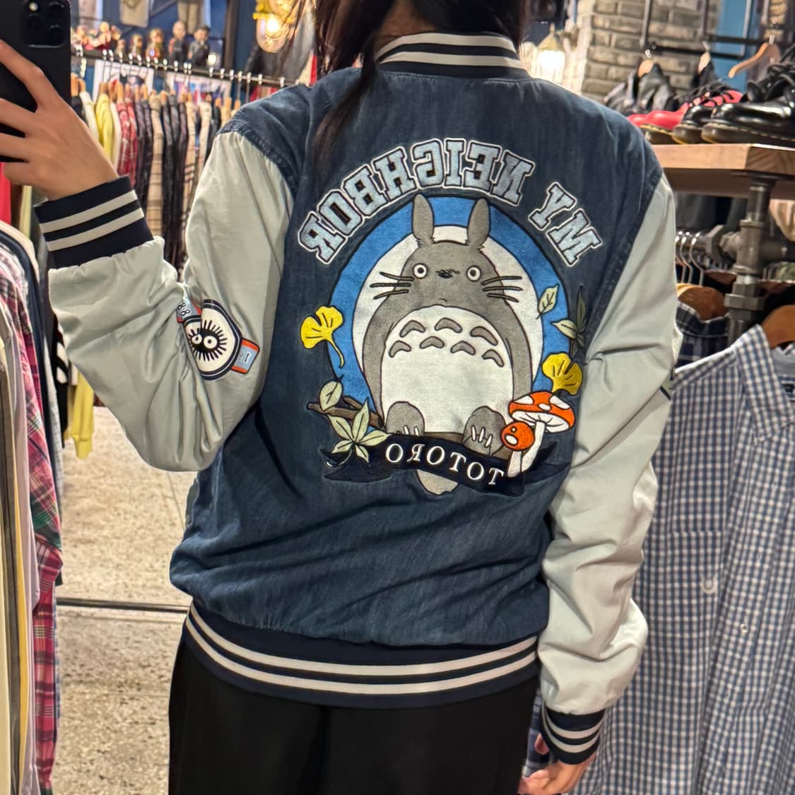 TOTORO 토토로 패치 데님 바시티 자켓 상품이미지9