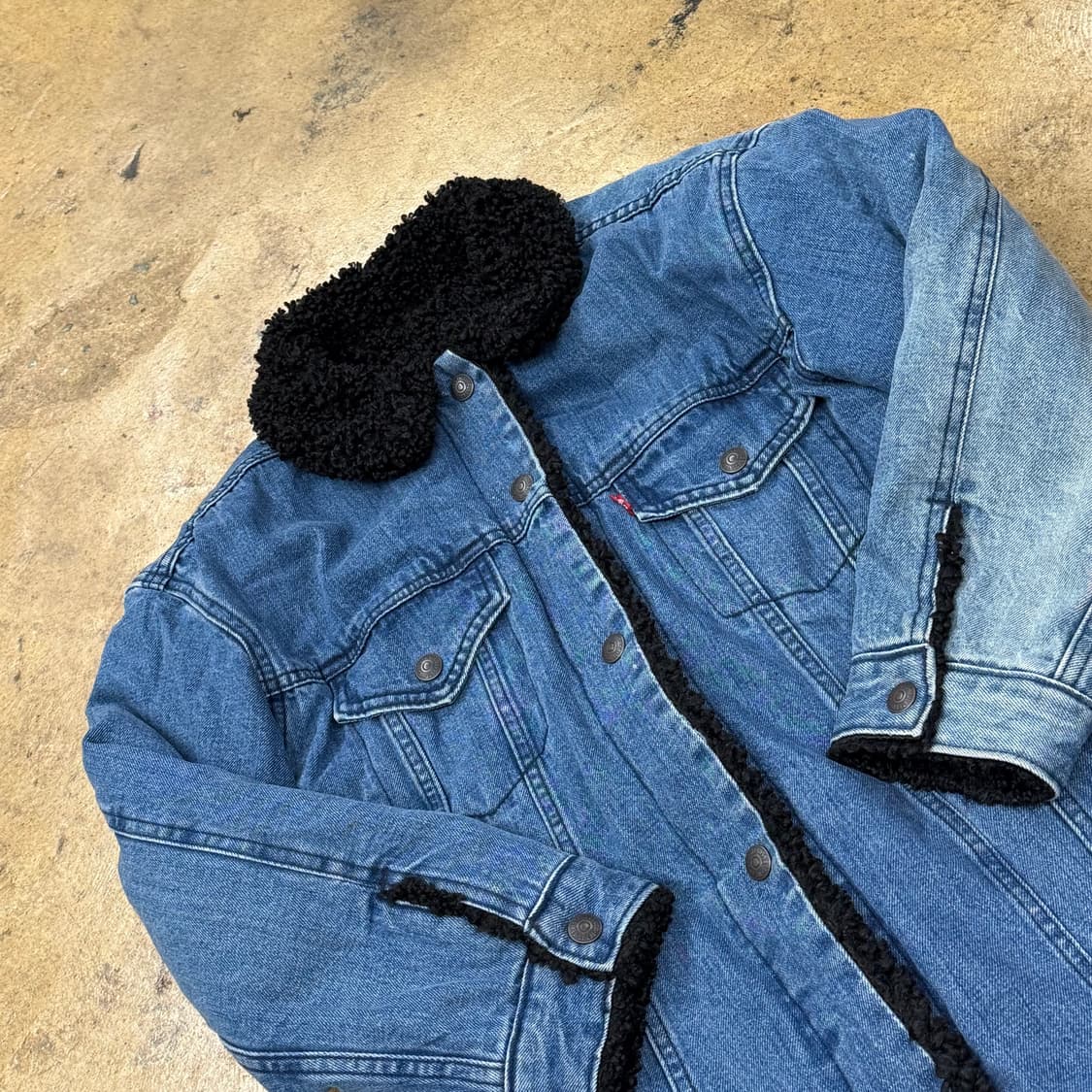 [정품/M] 리바이스 양면 블랙 뽀글이 덤블 코트 b18 상품이미지1