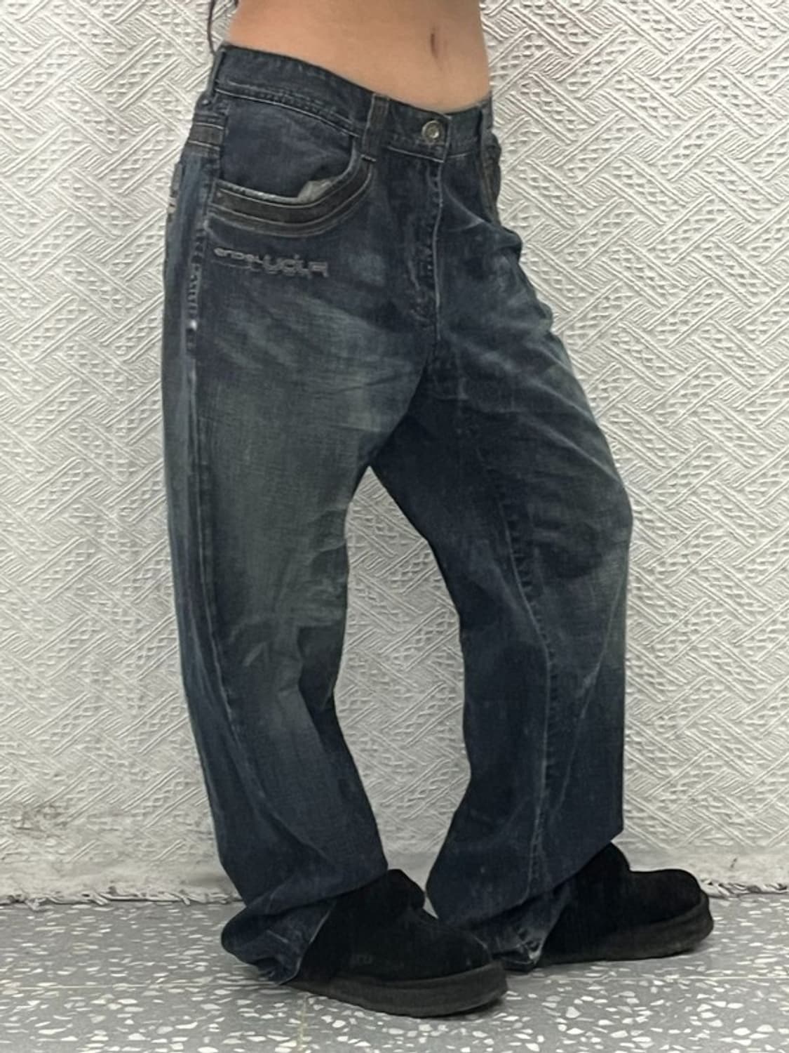 푸부 올드스쿨 빈티지 Y2K 로고플레이 데님팬츠 35인치 C06636 상품이미지1