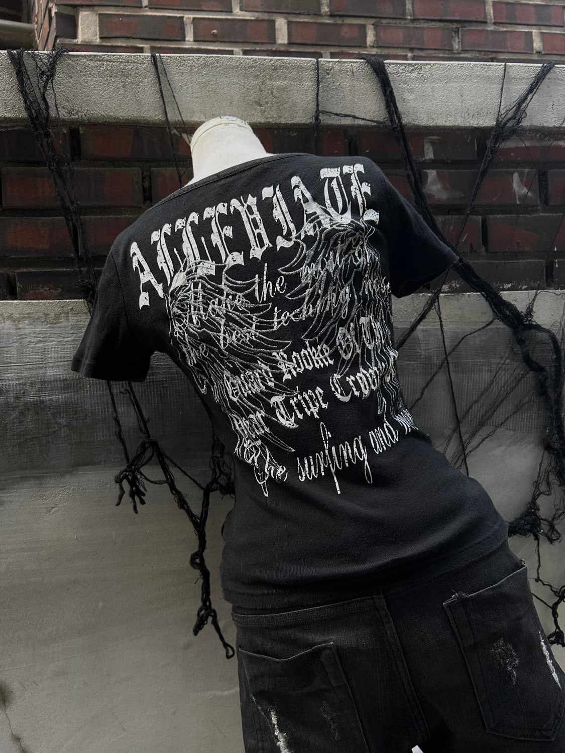 *rare design* 00s JPN 펑크 윙 레터링 프린팅 티셔츠 상품이미지1