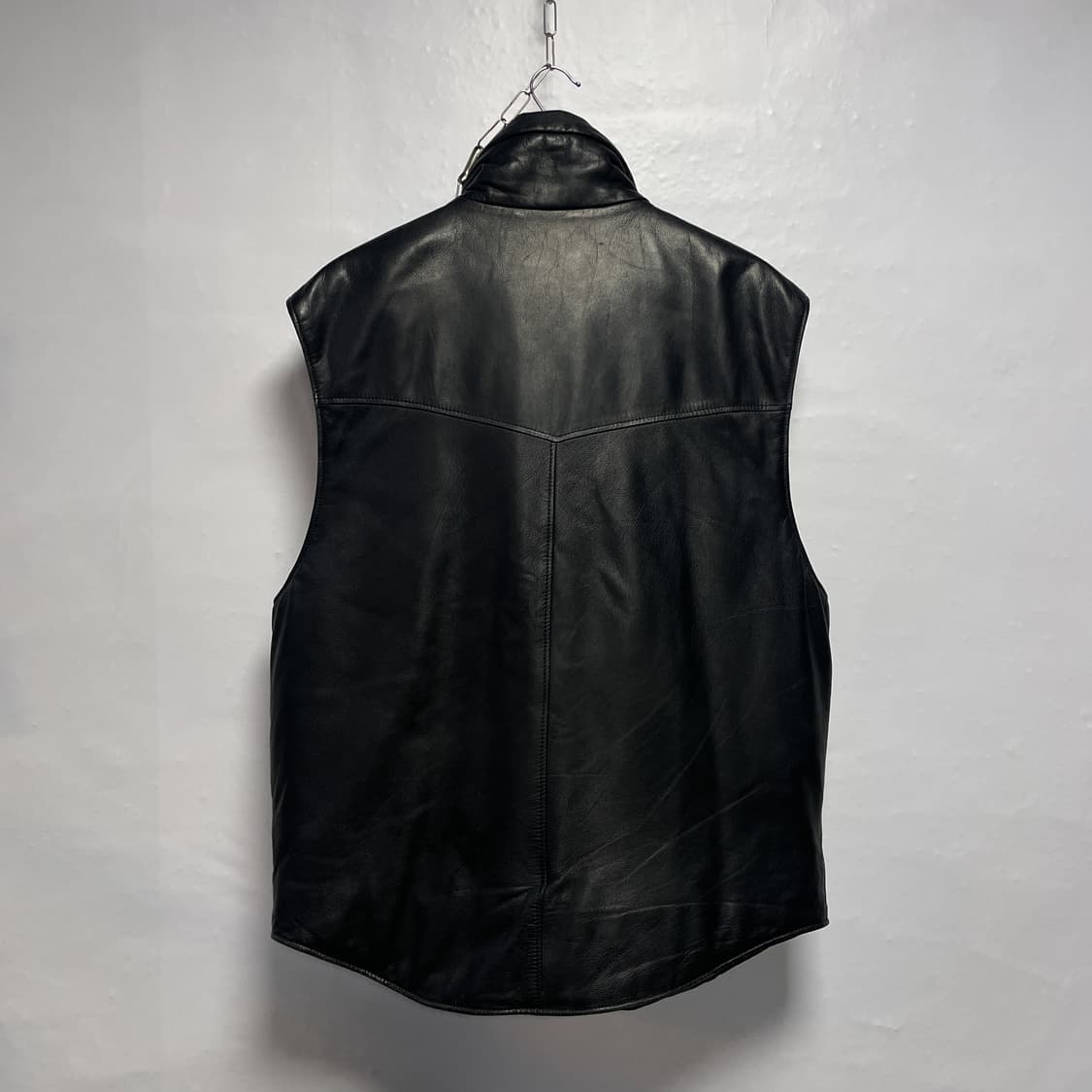 90~00s 빈티지 하이넥 바이커 레더 베스트 상품이미지7