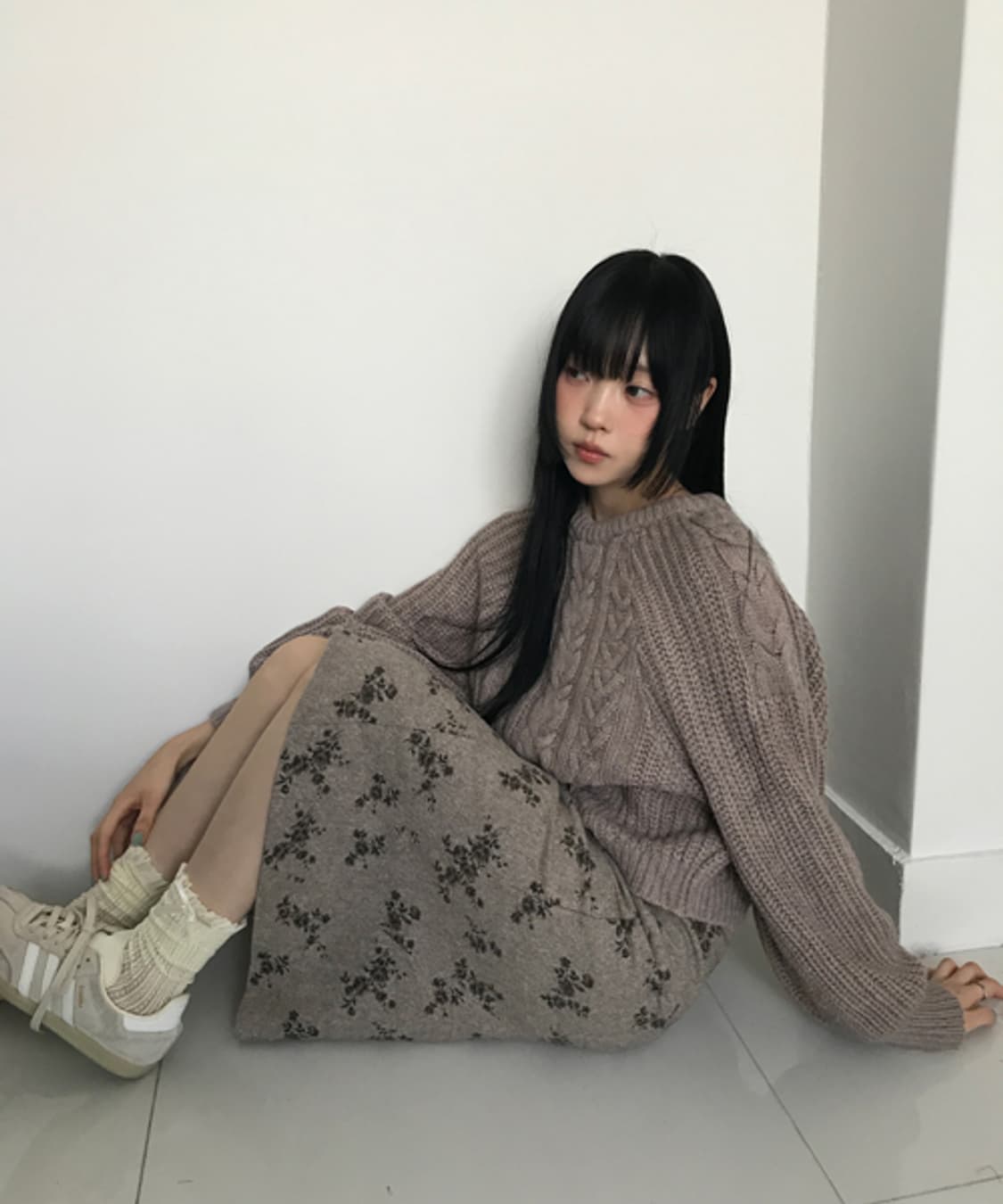 Floret long skirt(beige) 상품이미지1