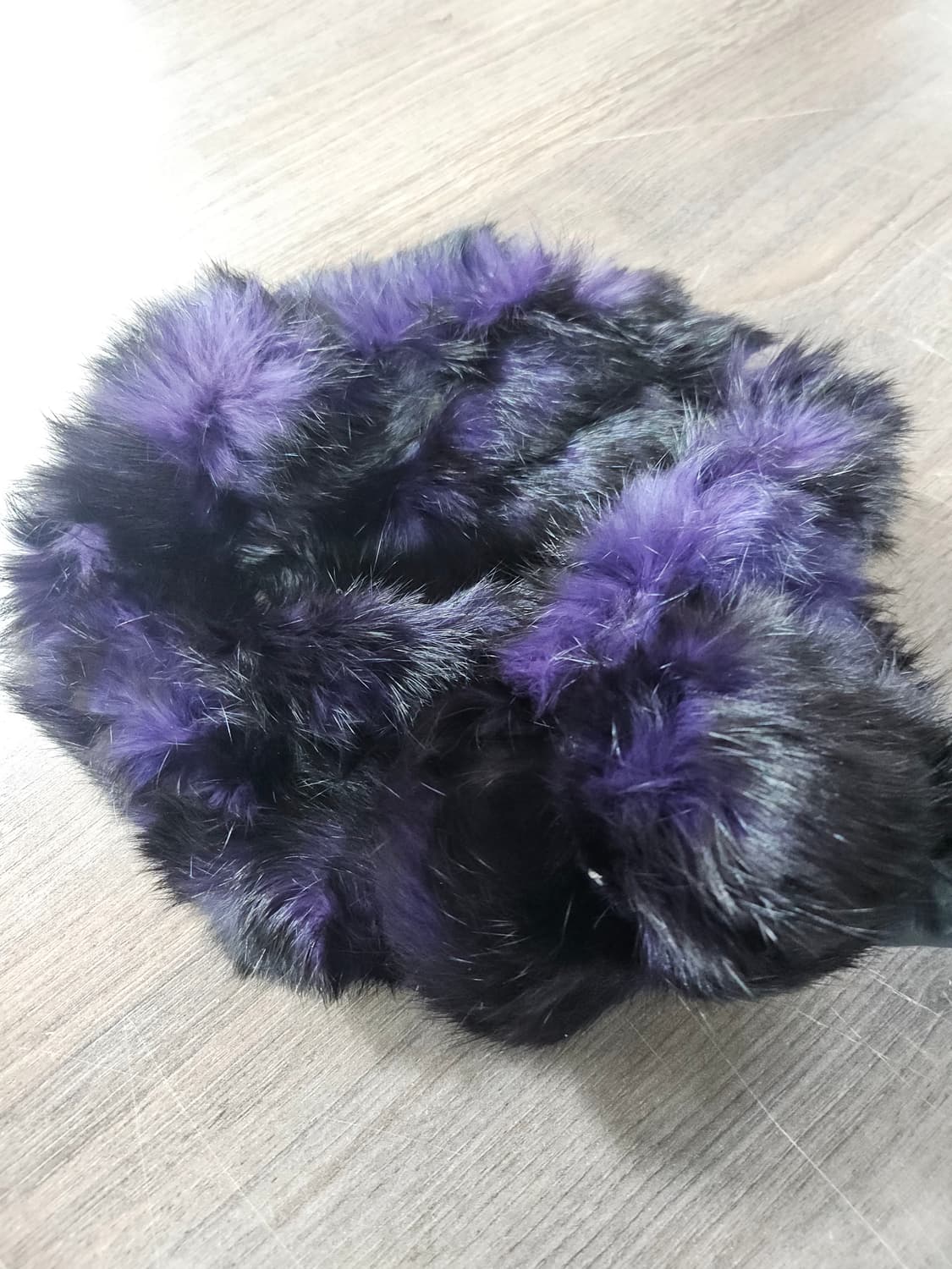 퍼플 블랙 토끼털 목도리 상품이미지2