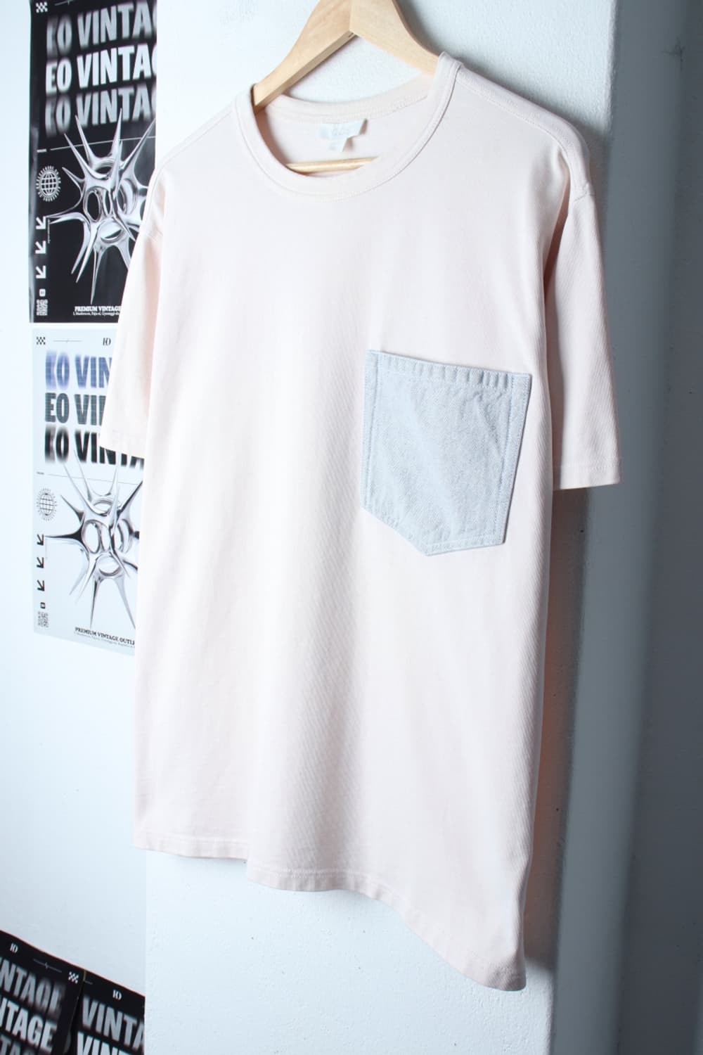 (M-XL) 코스 반팔 티셔츠 연핑크 포켓 놈코어-H30123 상품이미지1