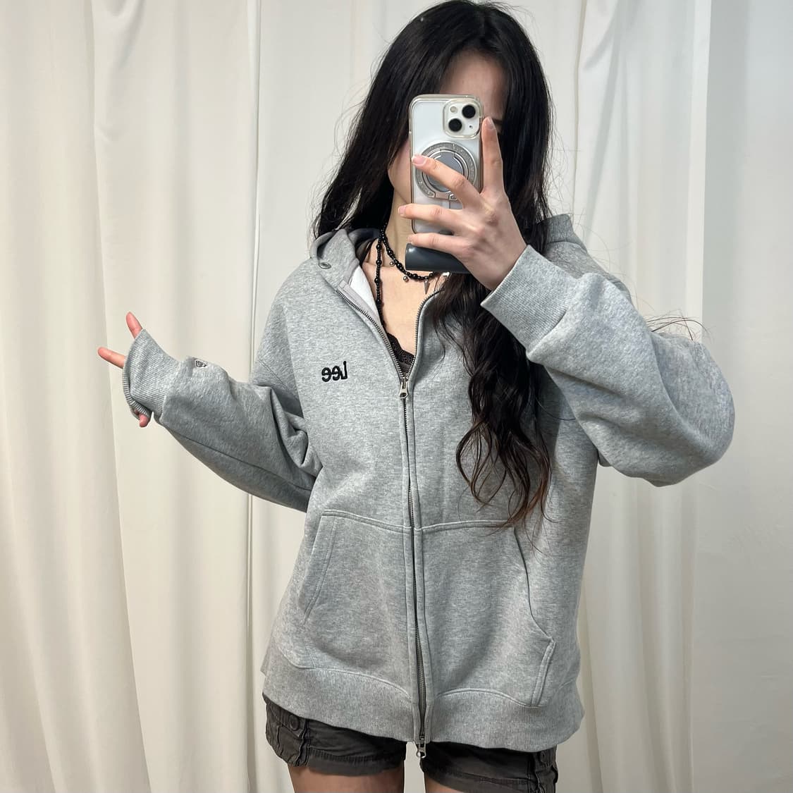 LEE Gray Zip-Up Hoodie 상품이미지2