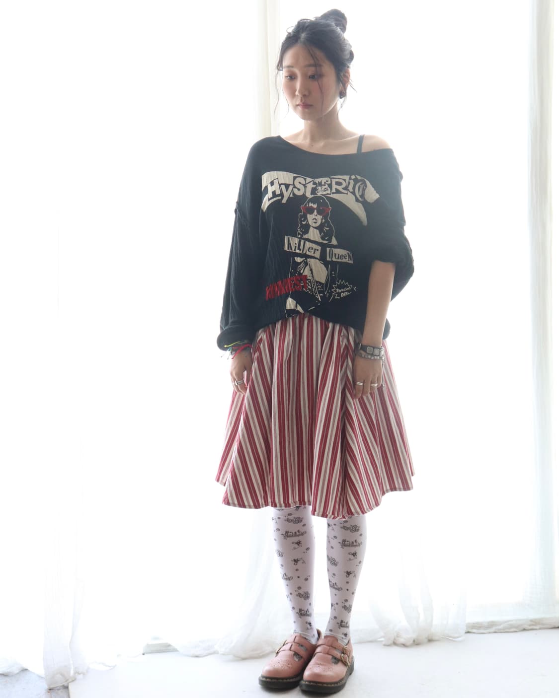 [Beams Boy] Red Stripe Midi Skirt 상품이미지3