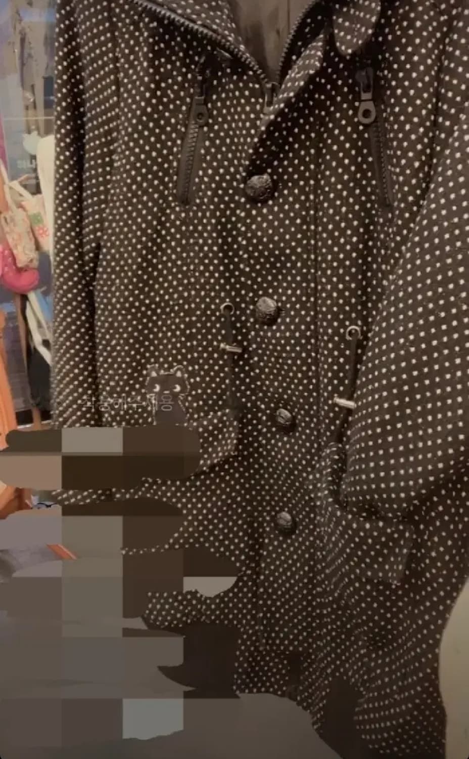 하나모토 빈티지 고양이 도트 모리걸 후드 자켓 상품이미지2